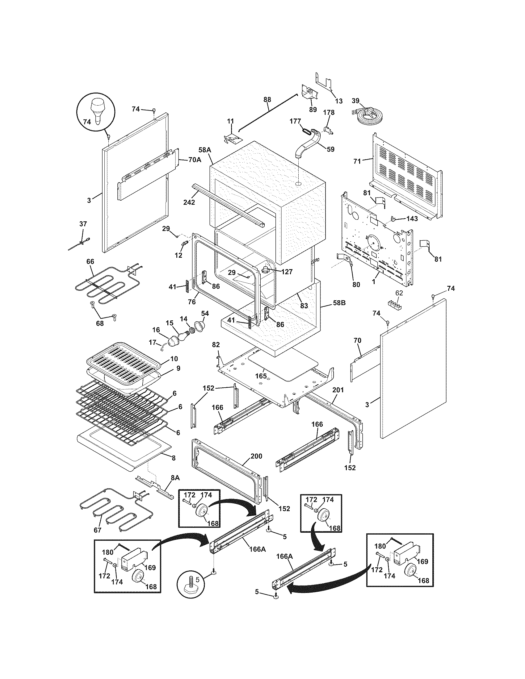 Frigidaire PFEF374ES4 body diagram