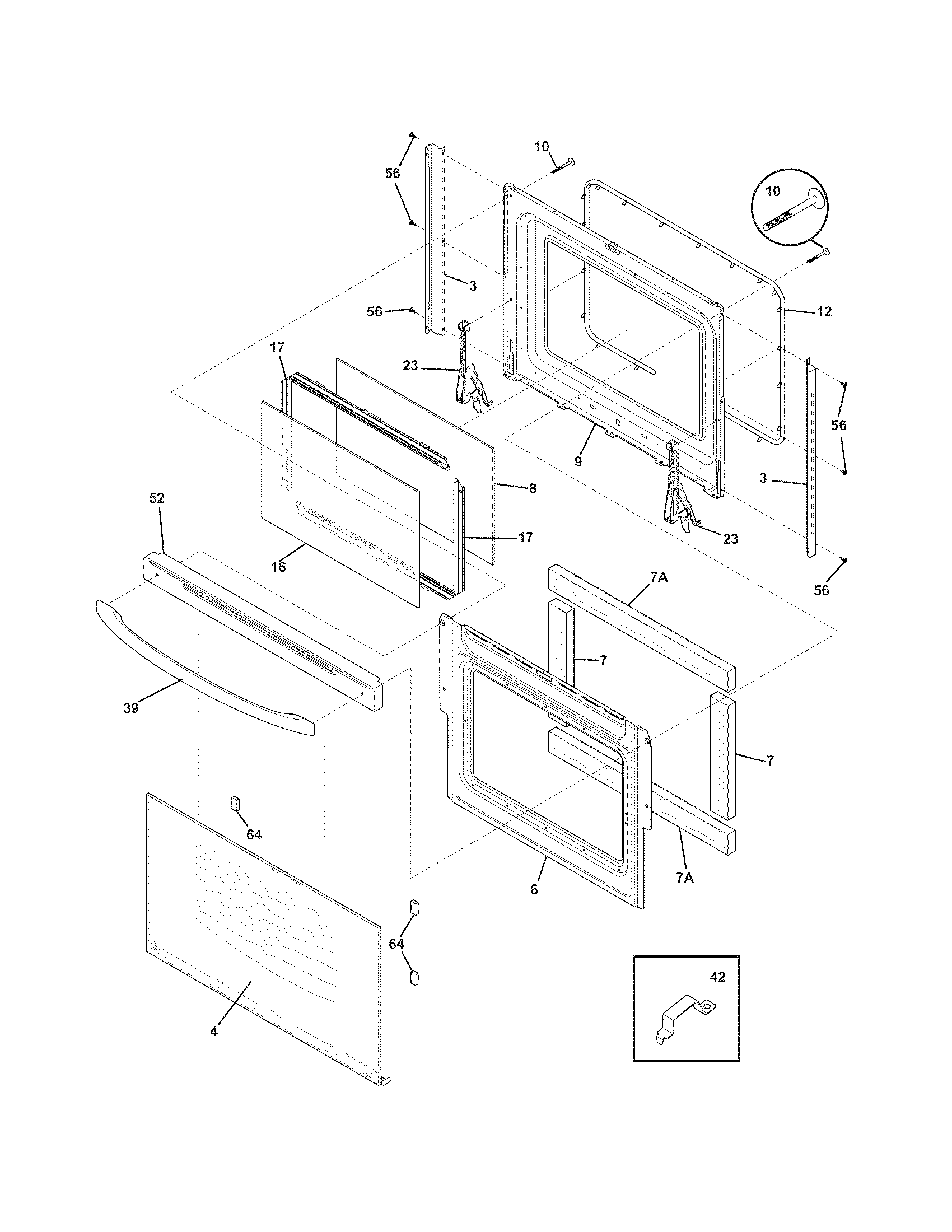 Frigidaire PFEF374ES4 door diagram
