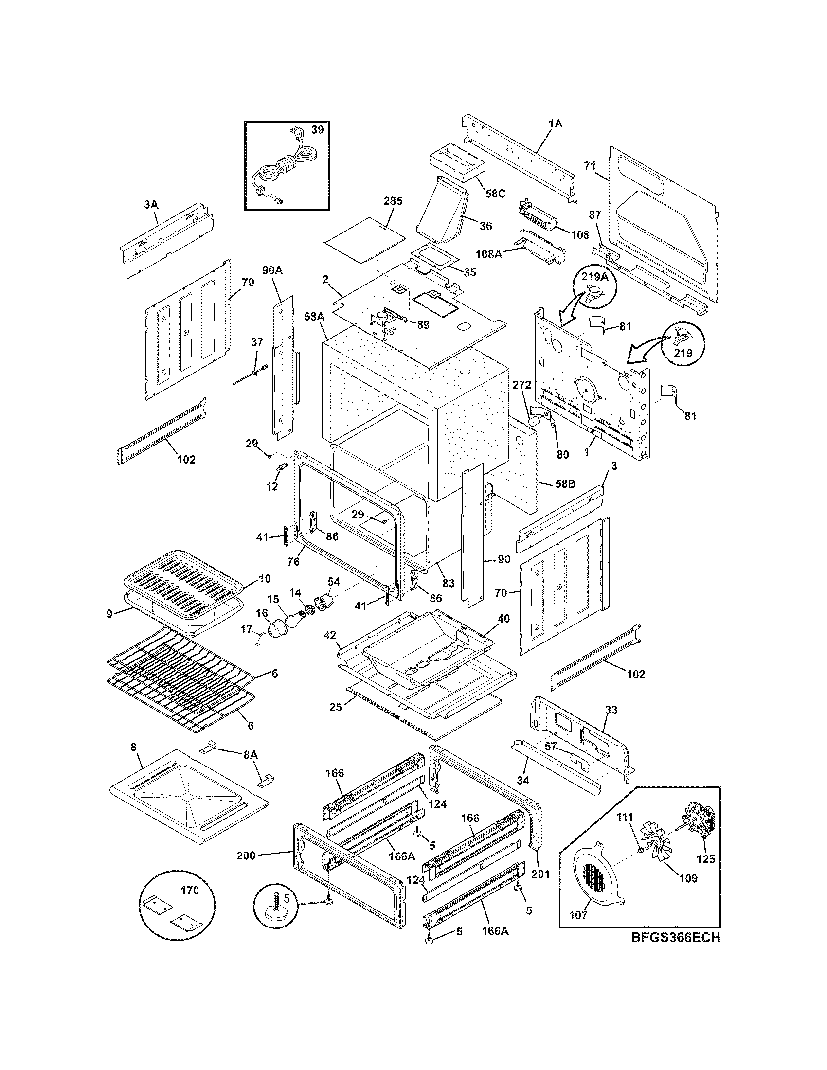Frigidaire FGS367FCE body diagram