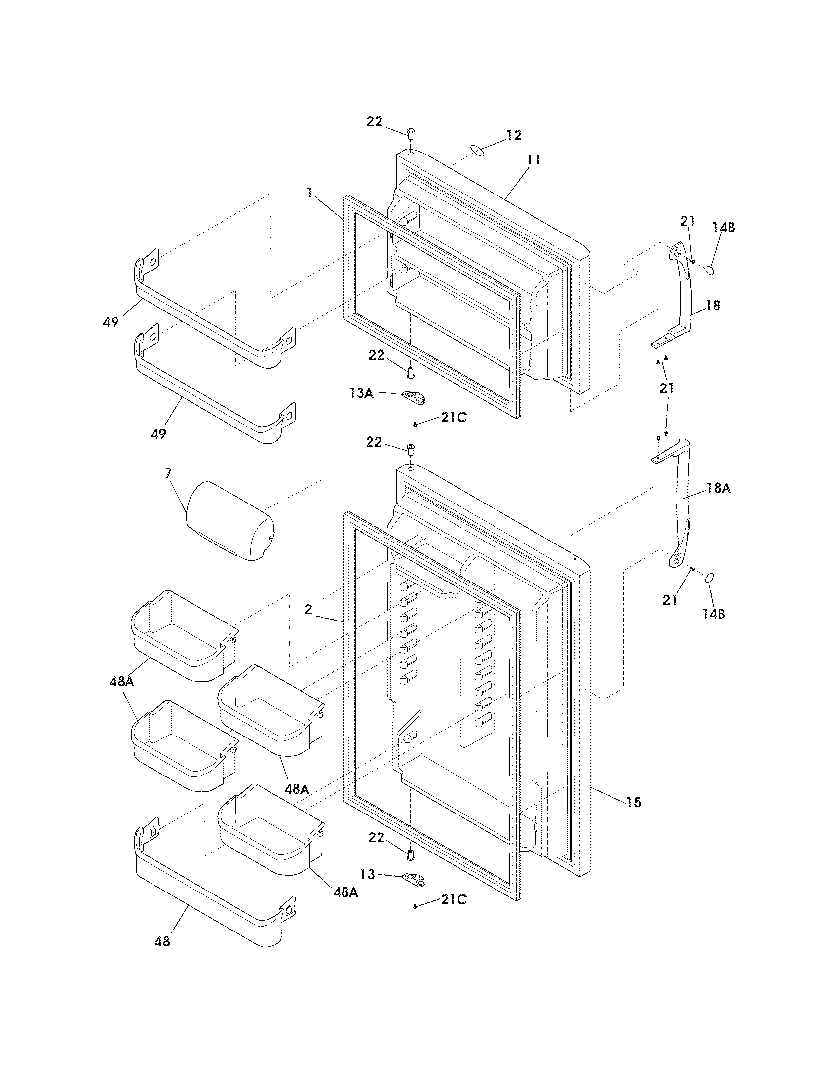 Frigidaire FRT18HS7JS0 door diagram