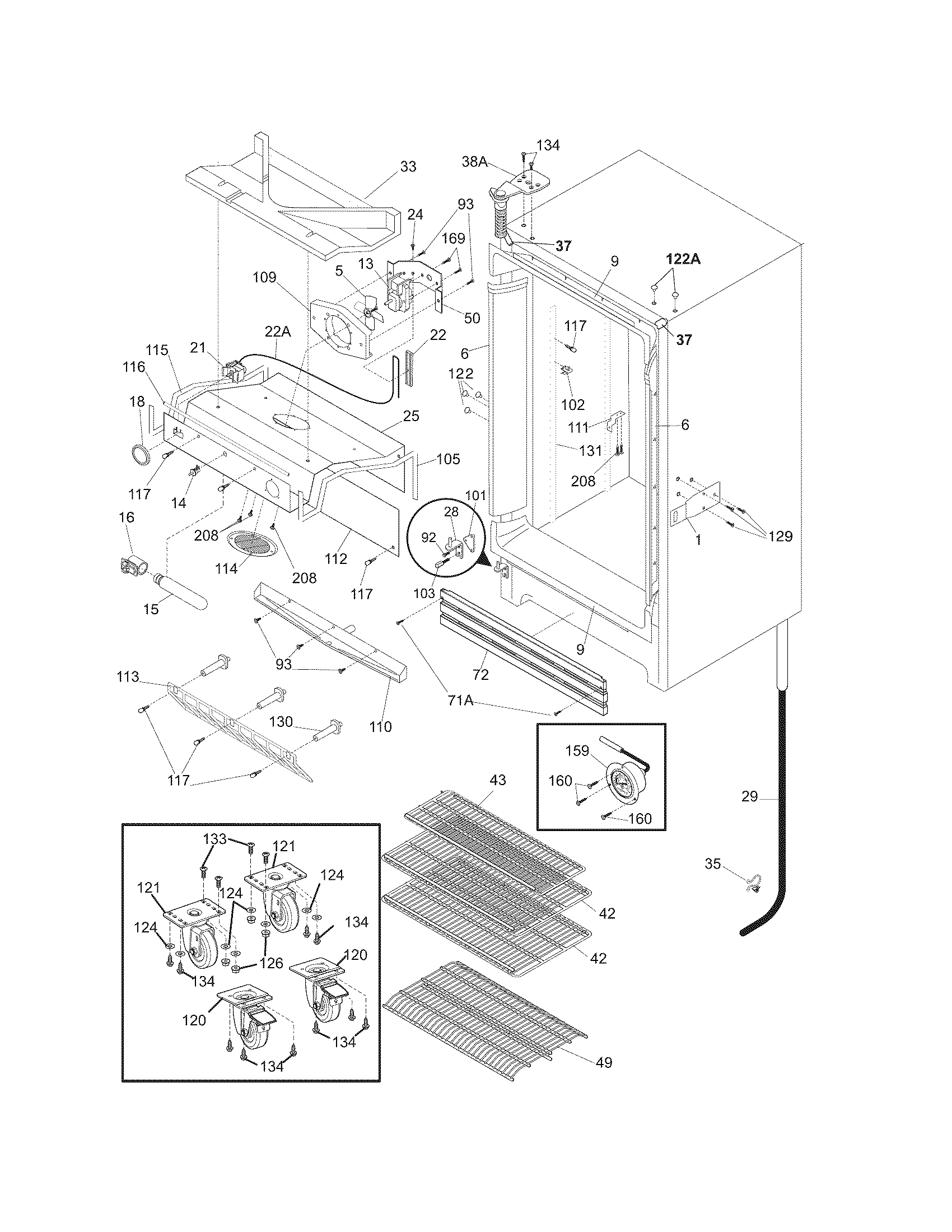 Kelvinator KFS221LHY0 cabinet diagram
