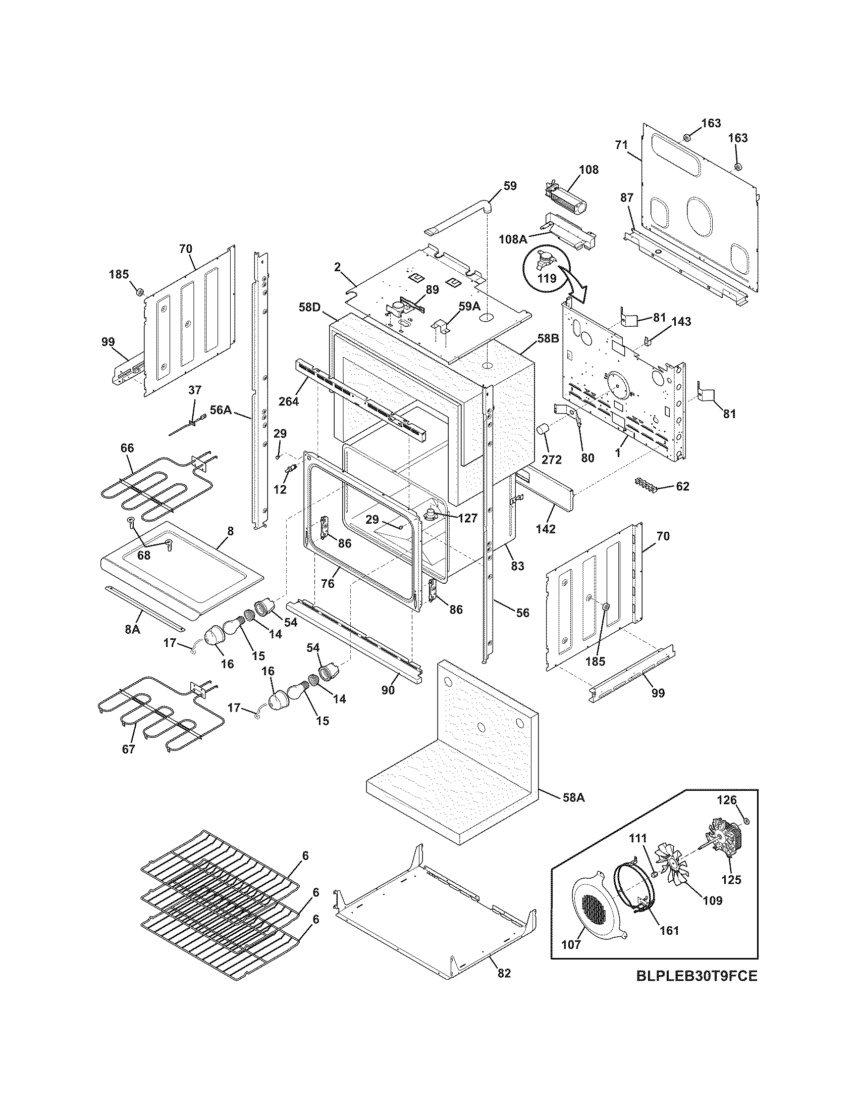 Frigidaire PLEB30T9FCE lower oven diagram