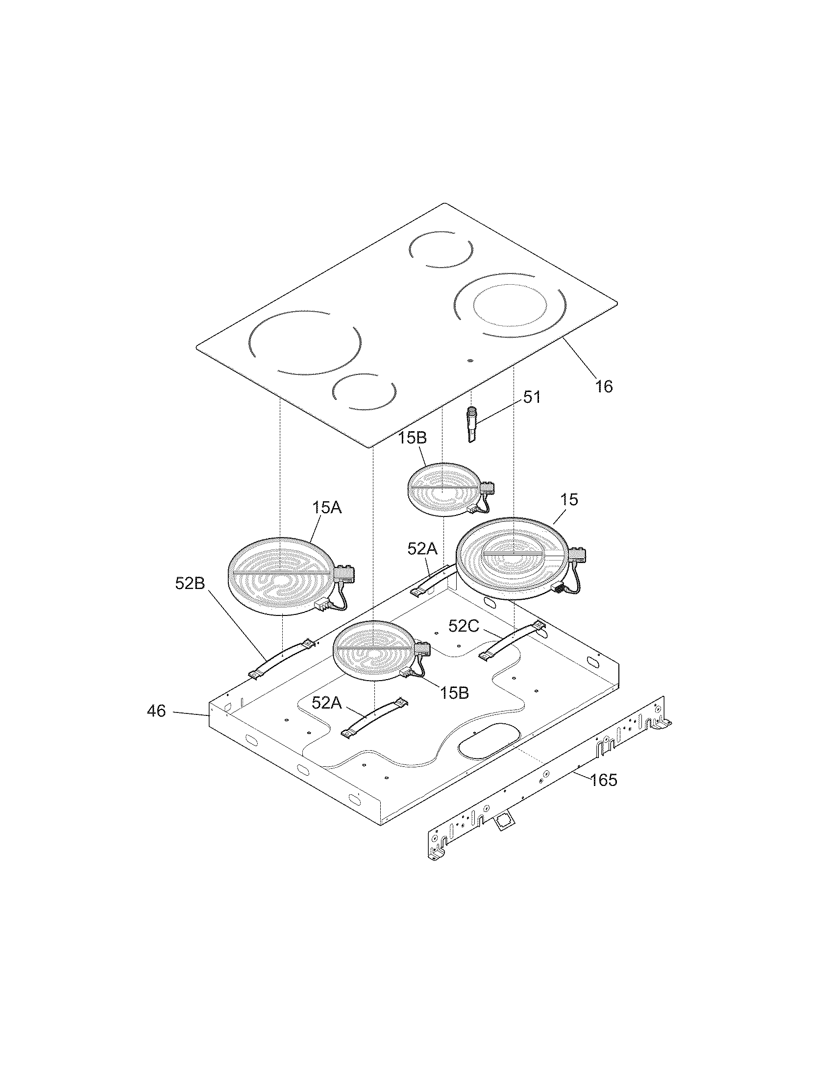 Frigidaire FED365EBE maintop diagram