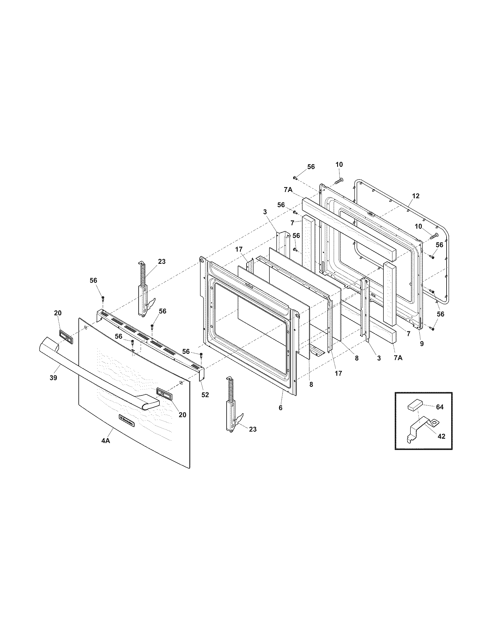 Electrolux EW30EW55GW4 door diagram