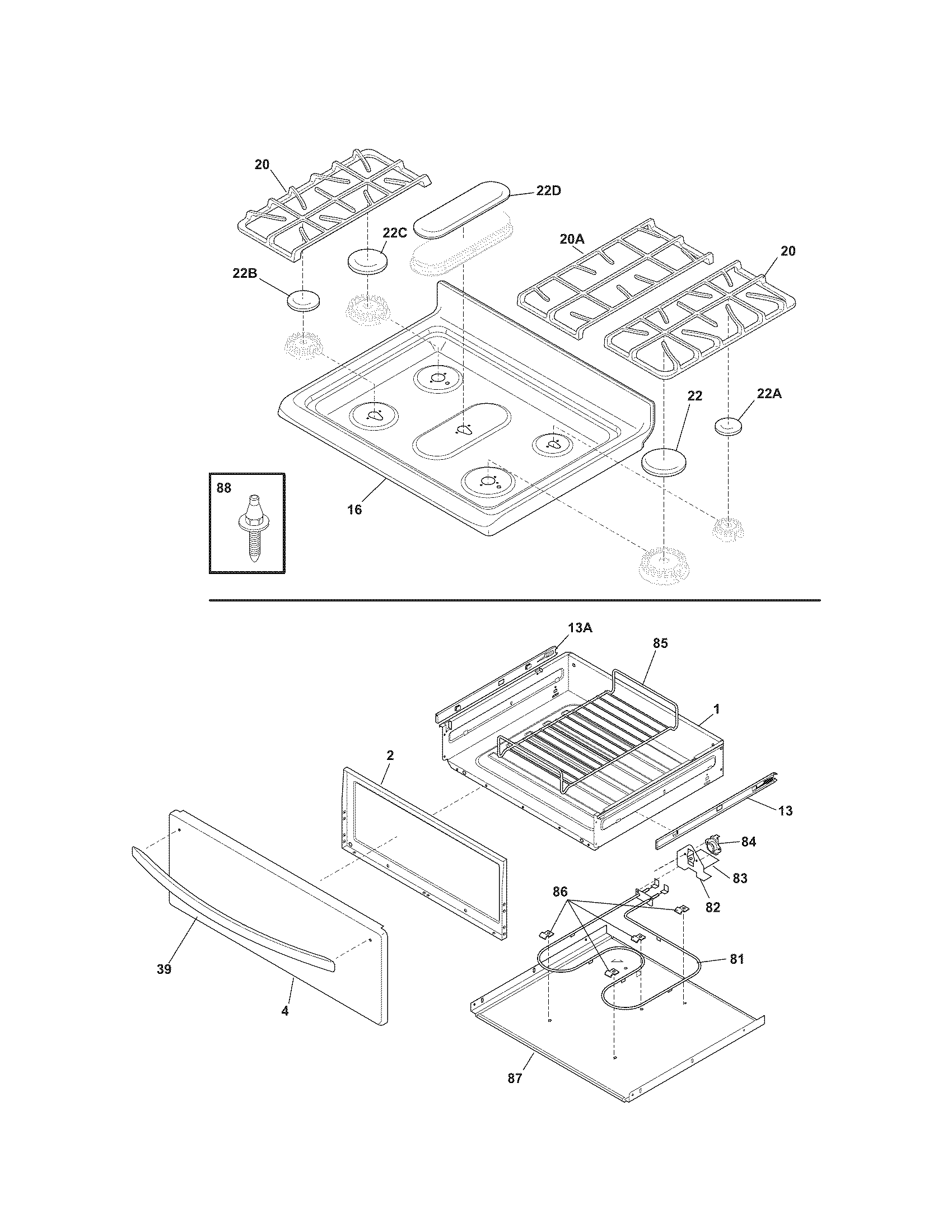 Kenmore Elite 79077512802 top/drawer diagram