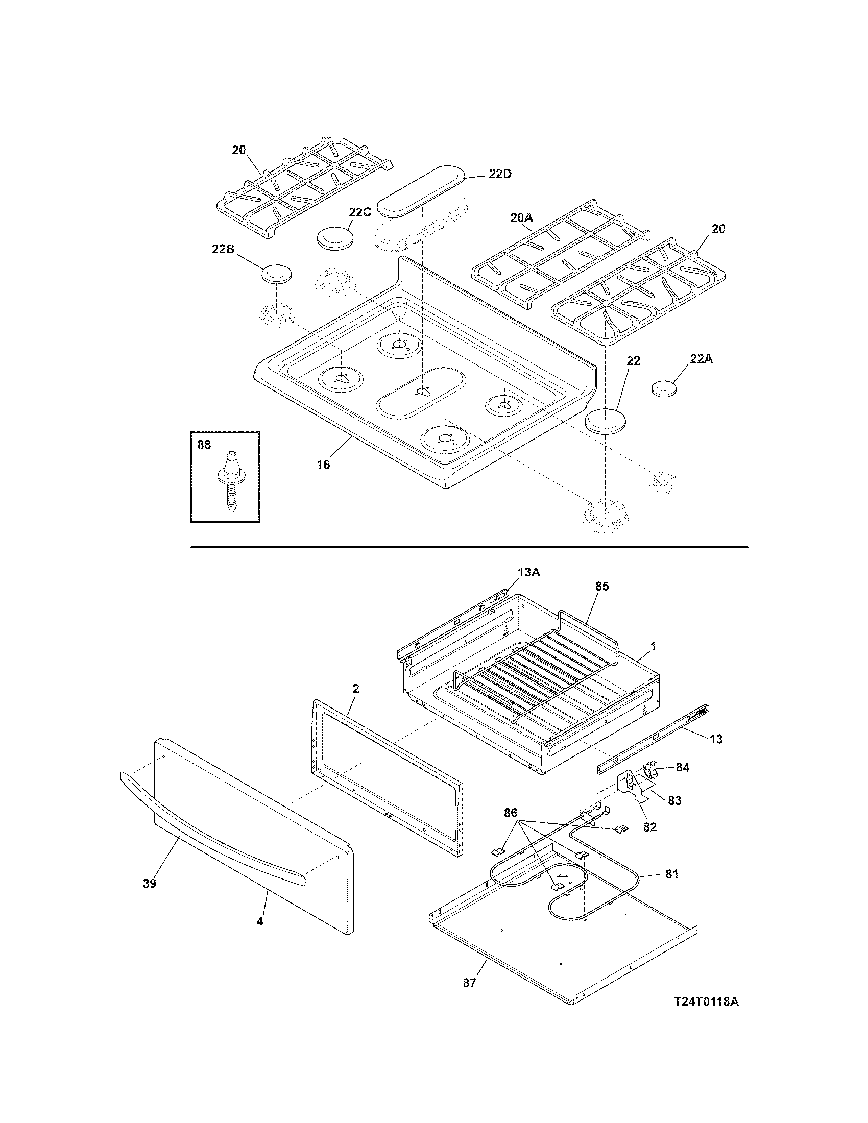 Kenmore Elite 79077513804 top/drawer diagram