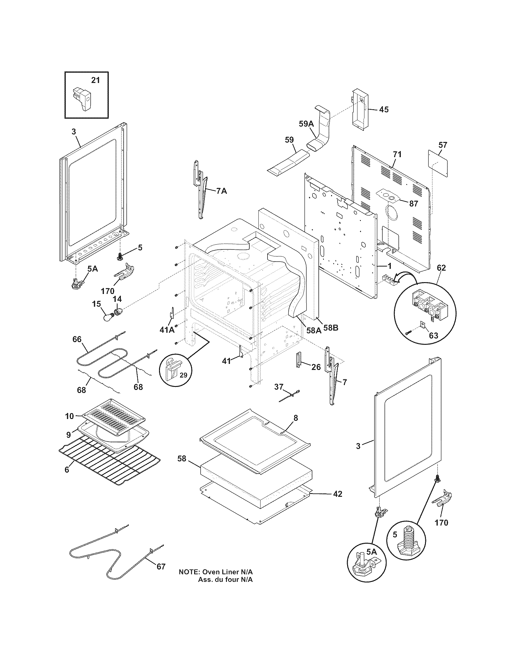 Crosley CRE3580GWWB body diagram