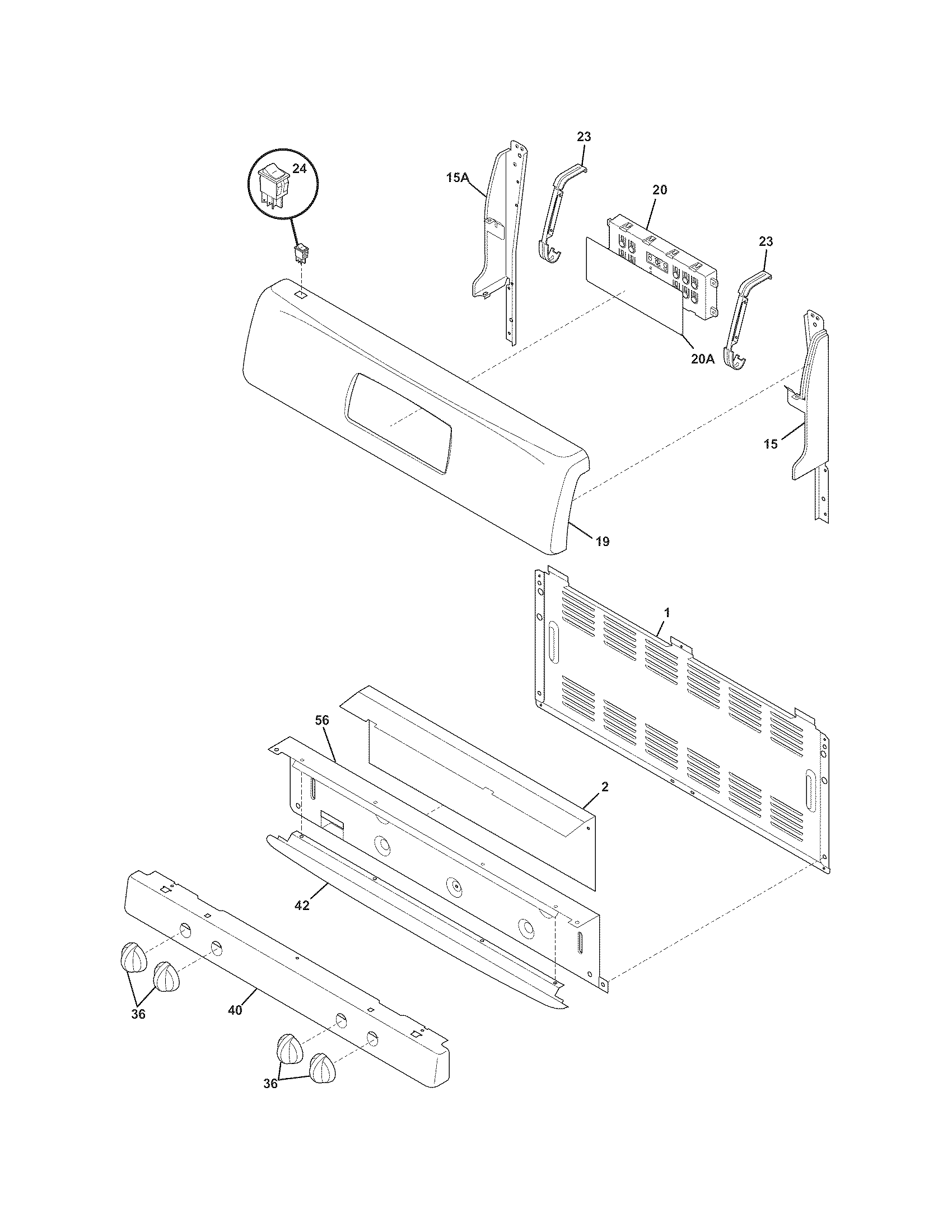 Frigidaire FGF366EBH backguard diagram