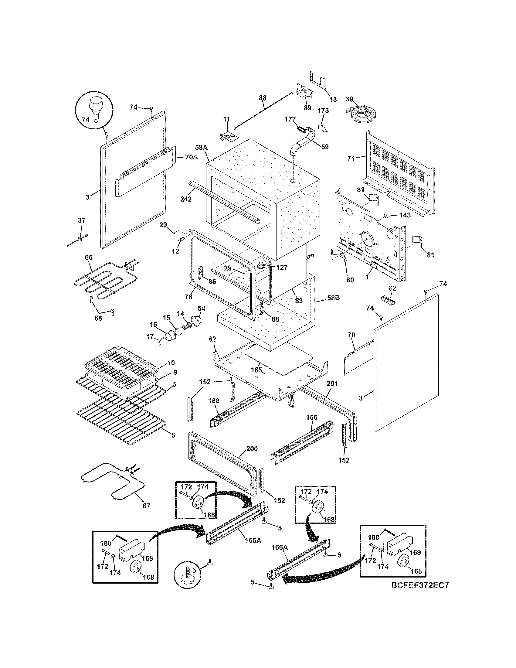 Frigidaire CFEF372EB6 body diagram