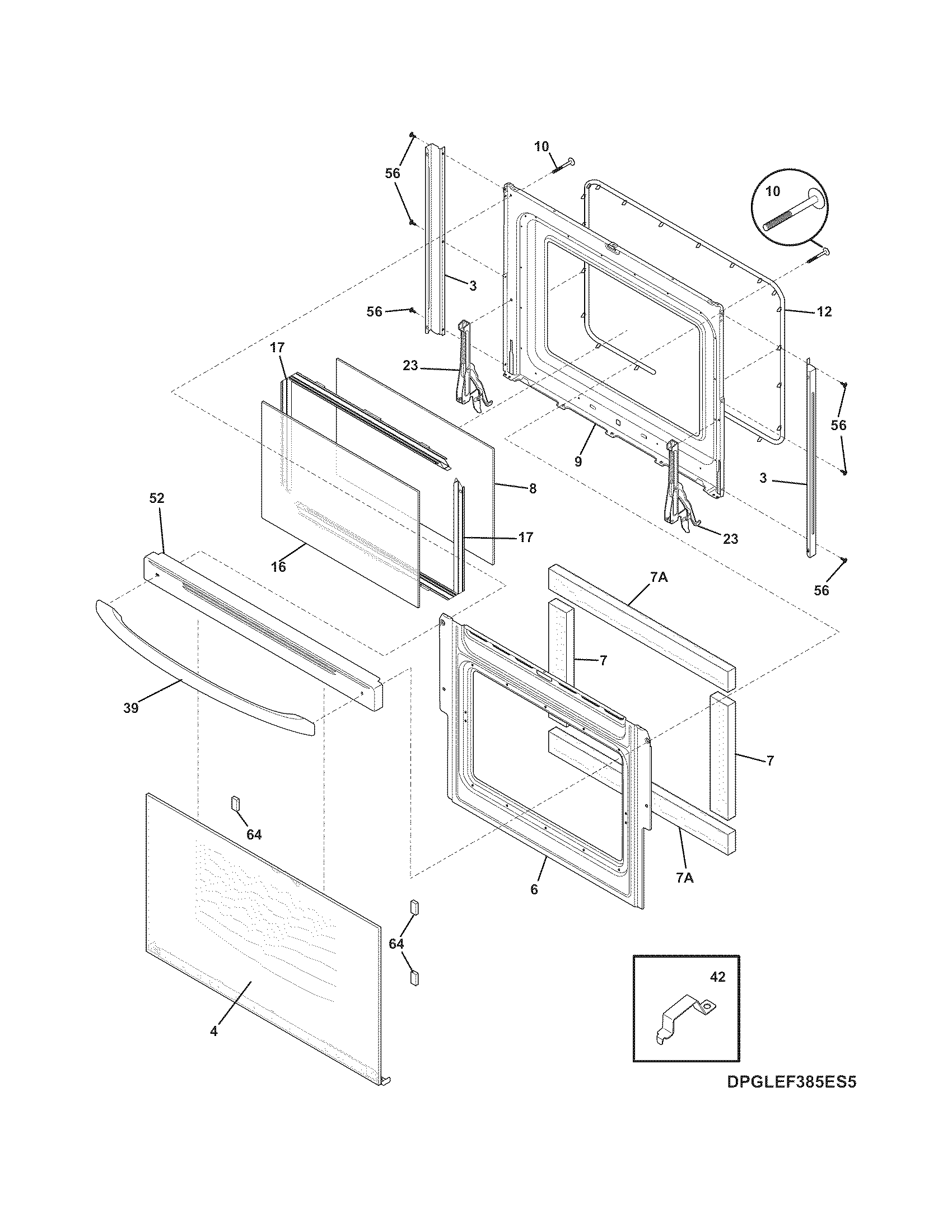 Frigidaire CFEF372EB6 door diagram