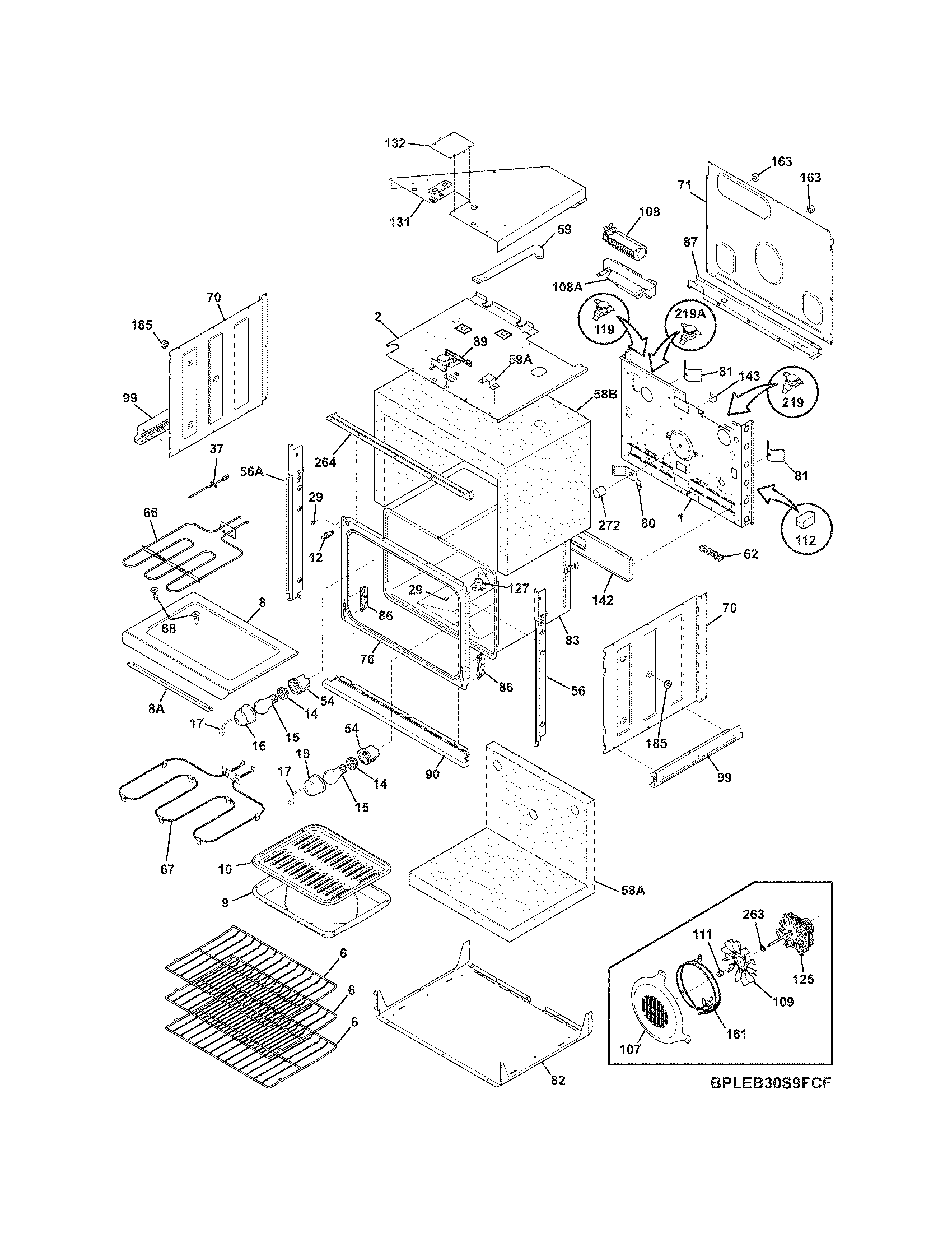 Frigidaire PLEB30S9FCF body diagram