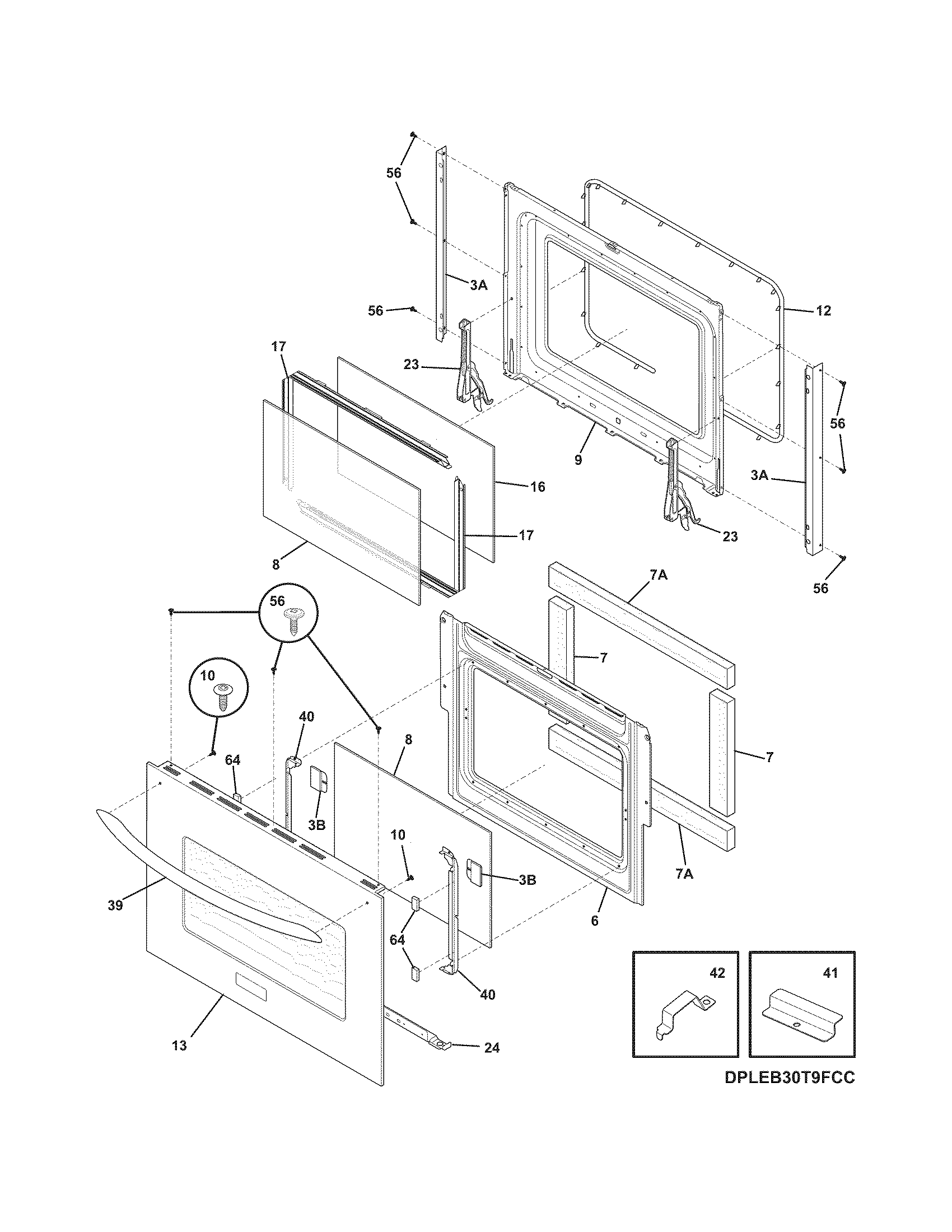 Frigidaire PLEB30S9FCF door diagram