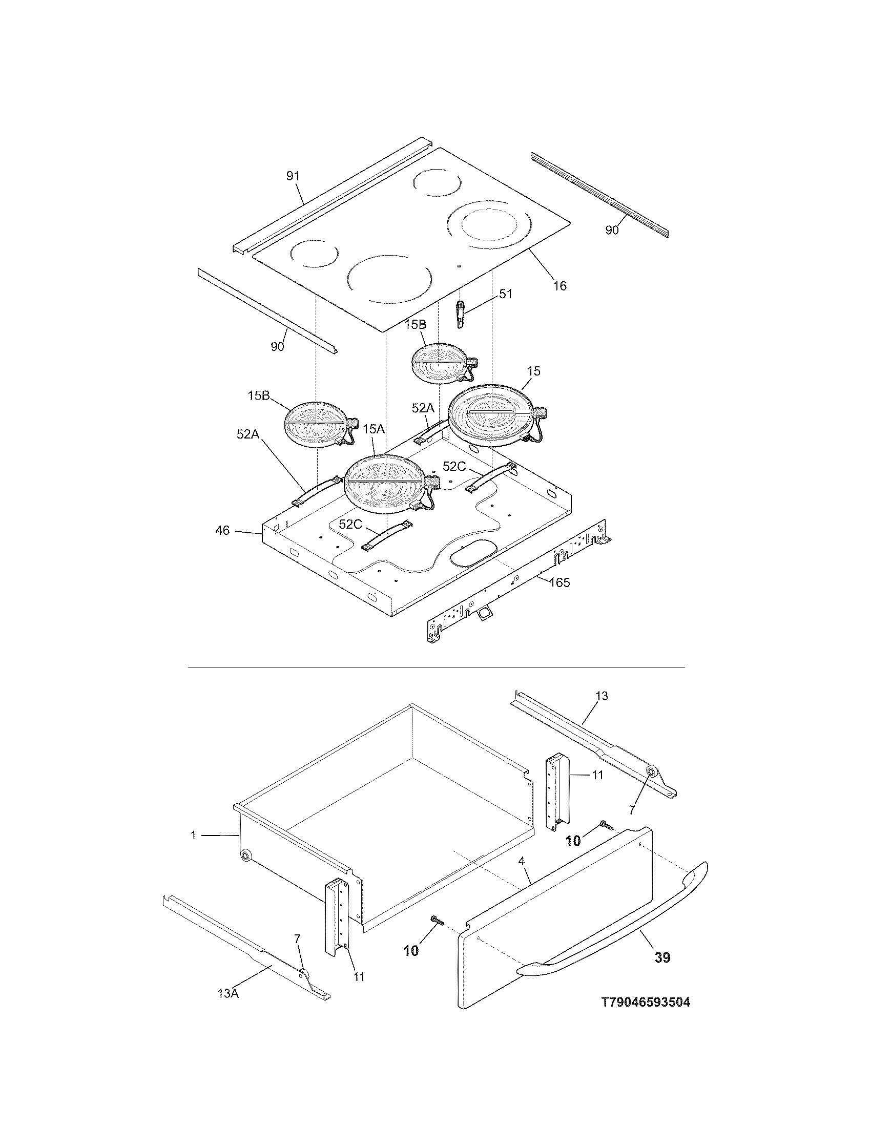 Kenmore 79046593505 top/drawer diagram