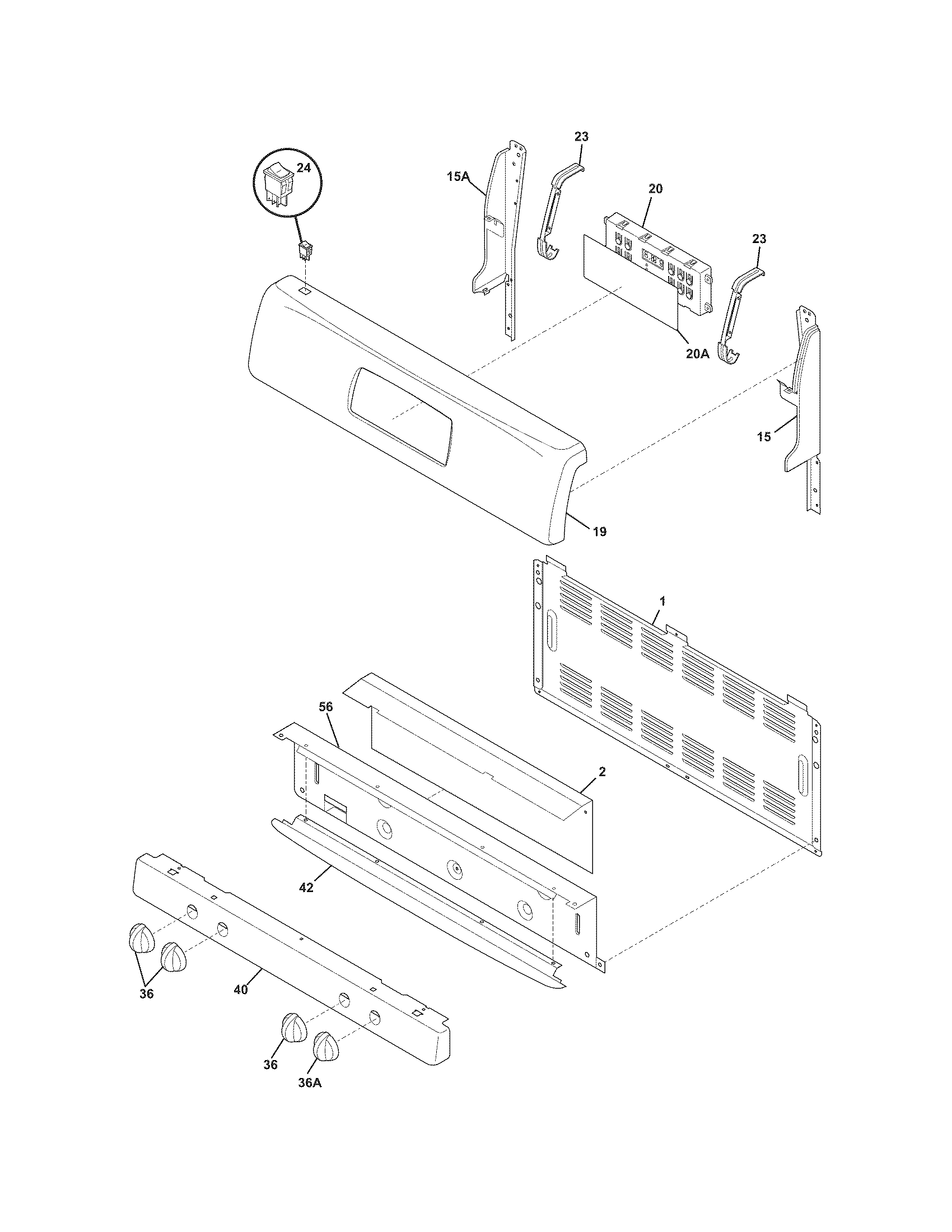 Frigidaire FGF382HCE backguard diagram