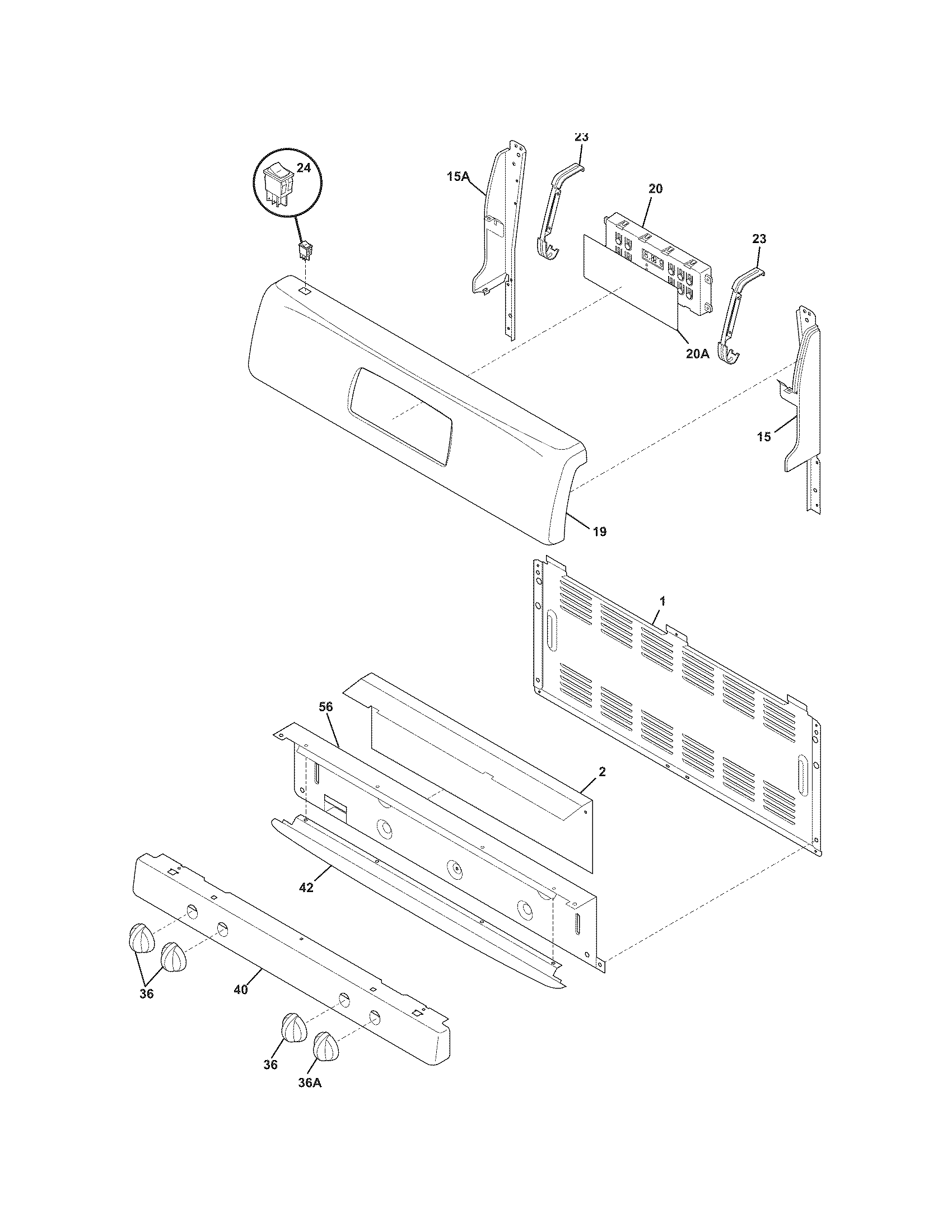 Frigidaire FGF382HSC backguard diagram