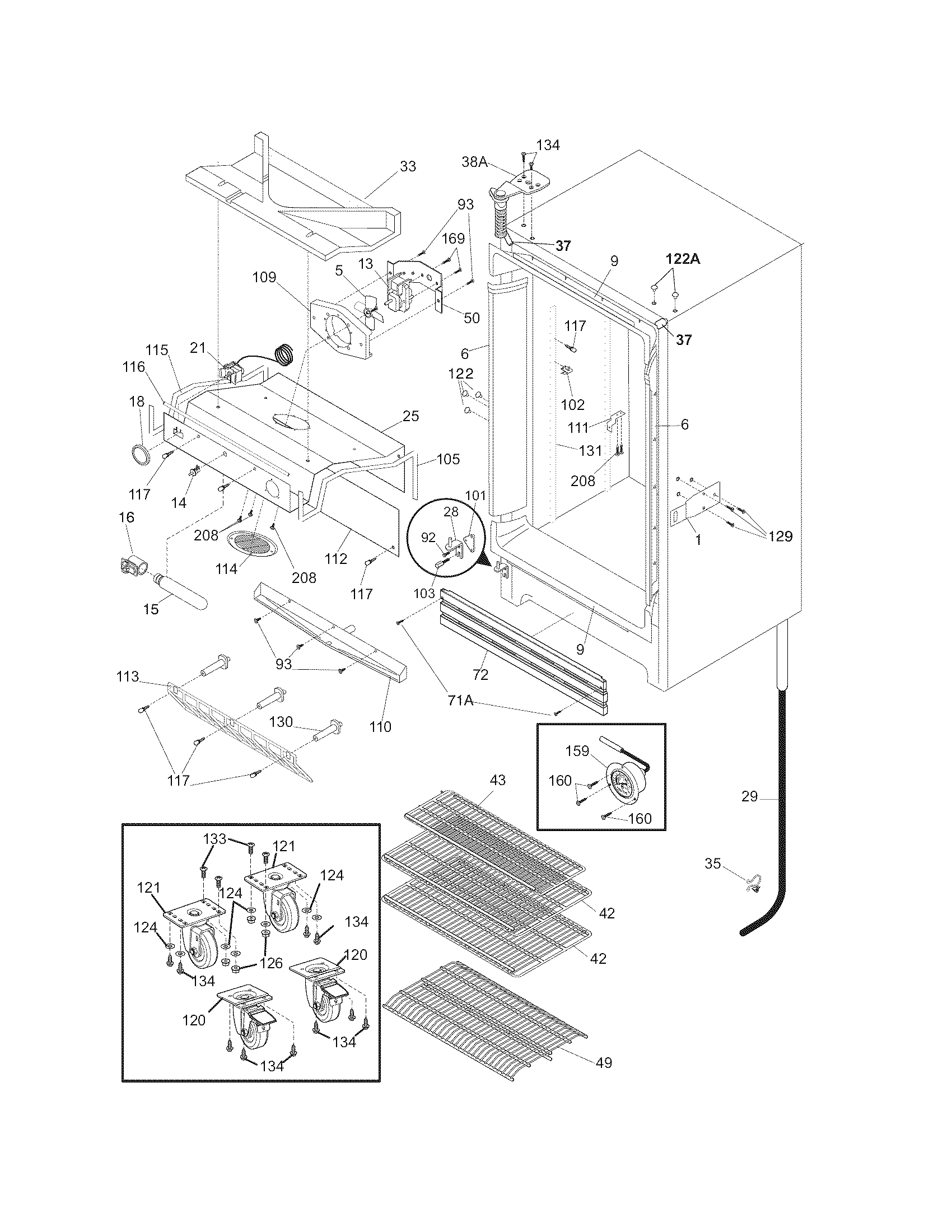 Kelvinator KRS221LHY0 cabinet diagram