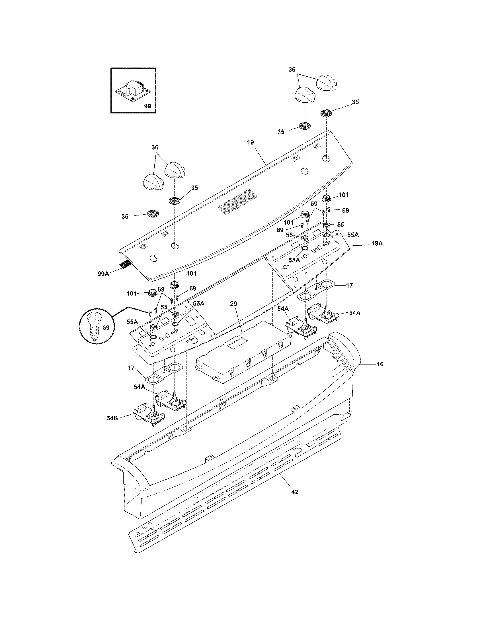 Frigidaire GLES389FBF backguard diagram