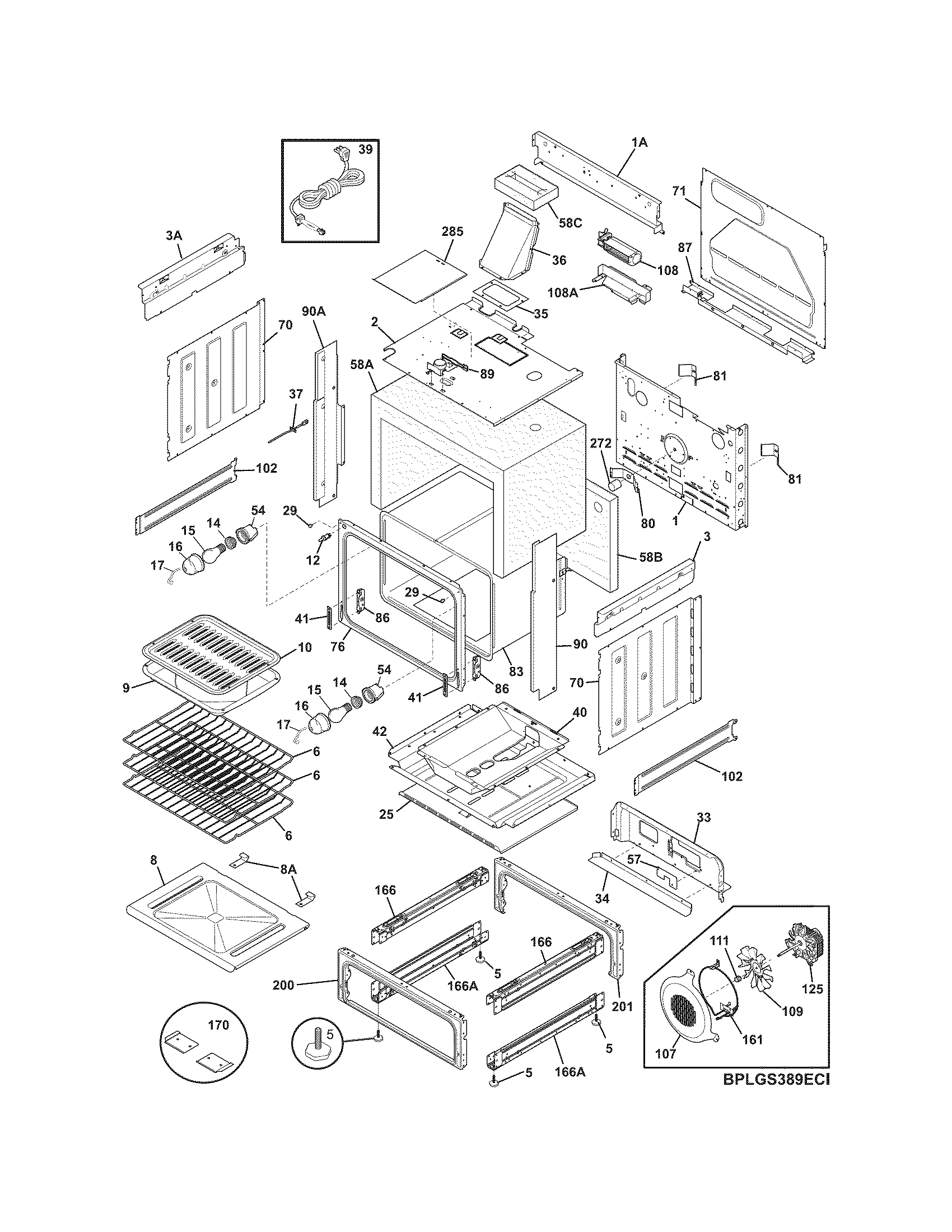 Frigidaire GLGS389FBG body diagram