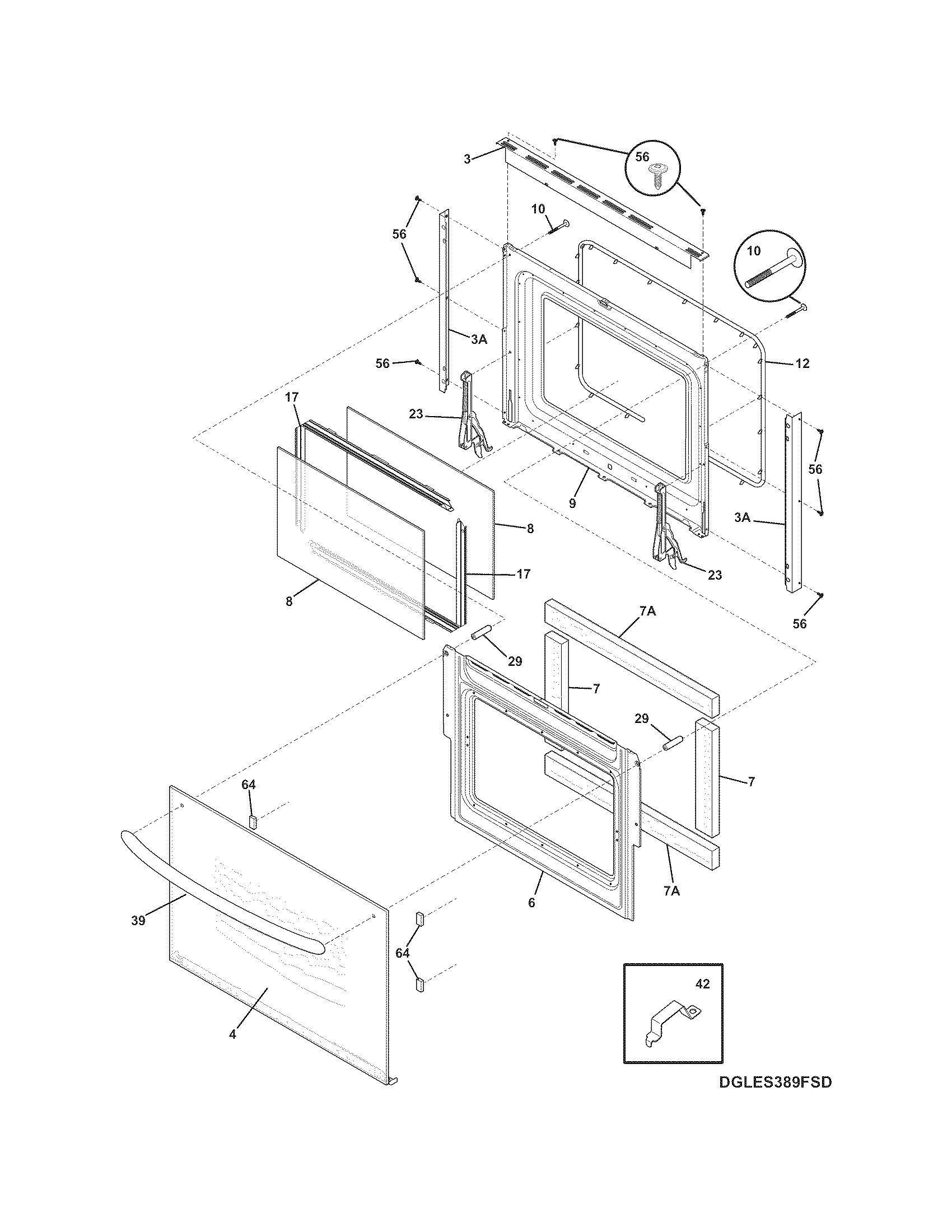 Frigidaire GLGS389FBG door diagram