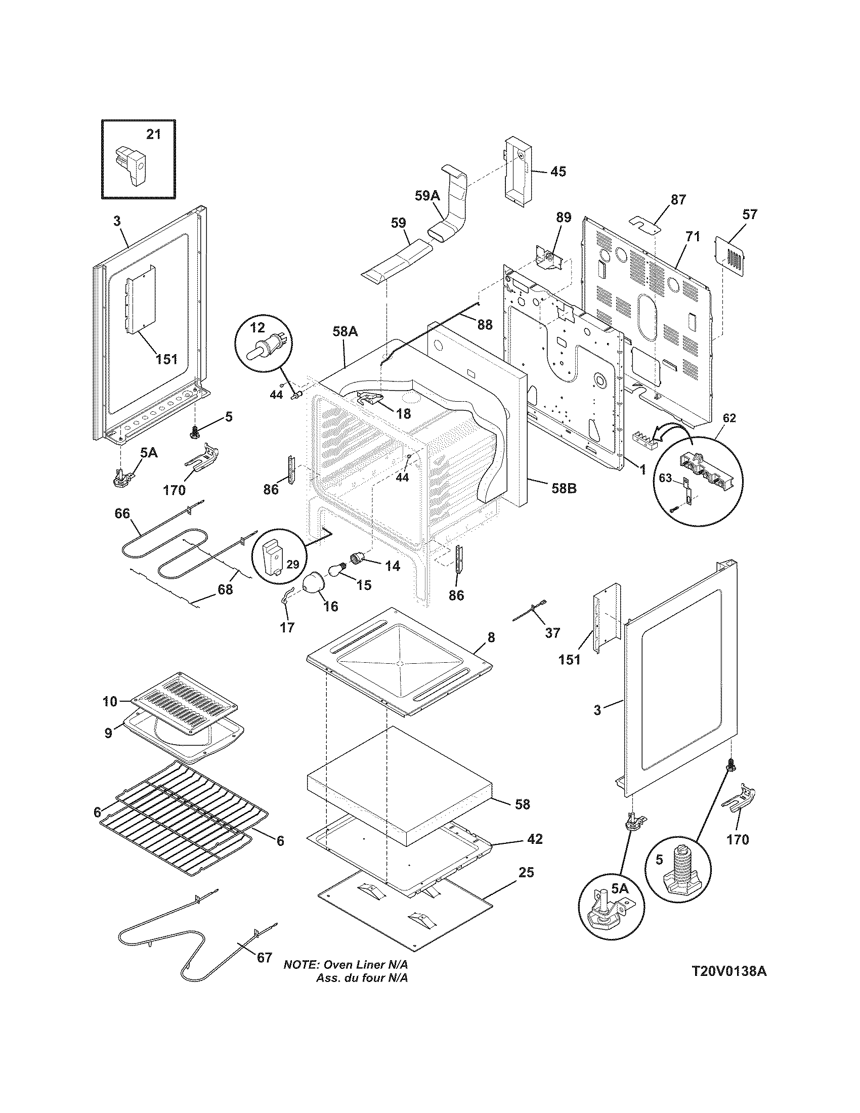 Frigidaire FEF366EBF body diagram