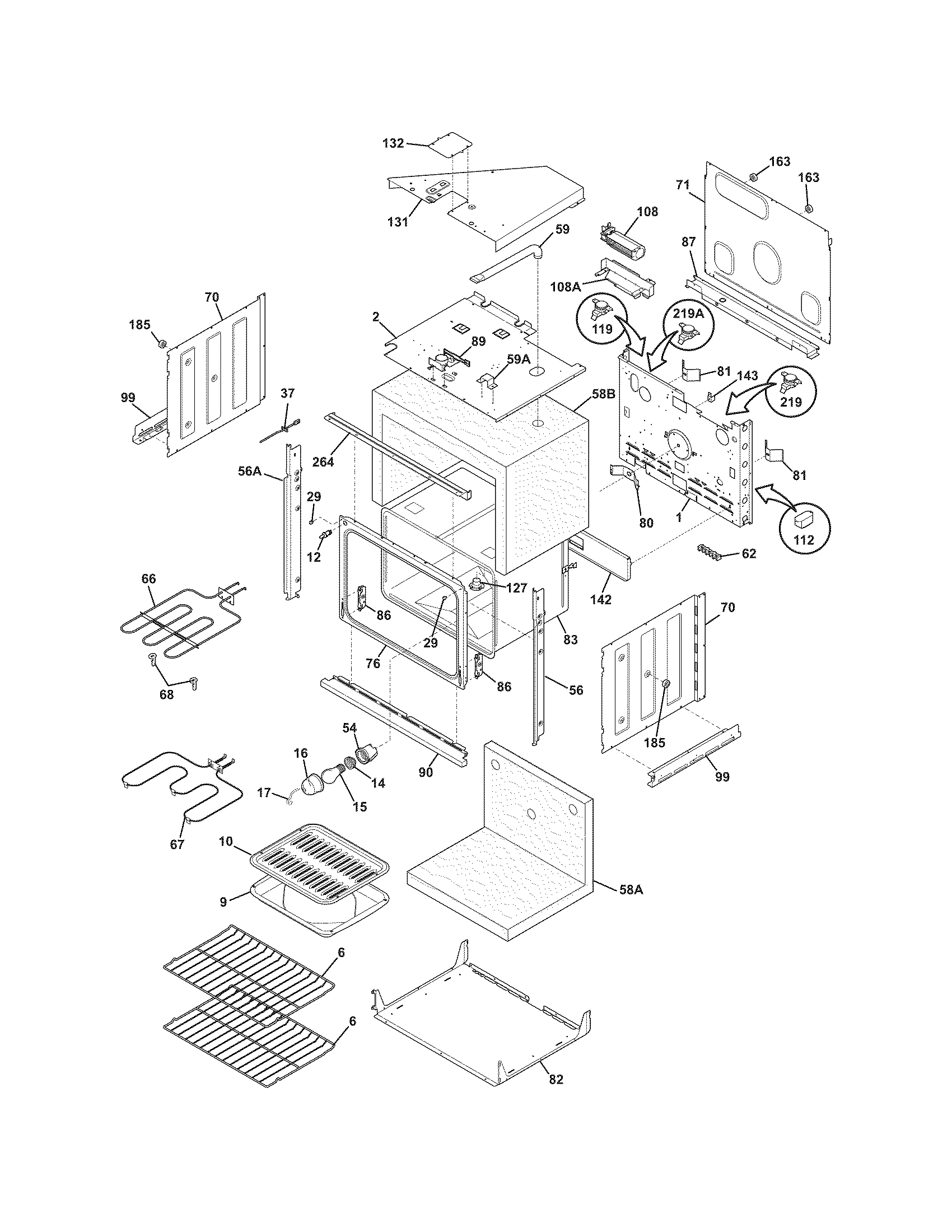 Frigidaire FEB30S5DBH body diagram