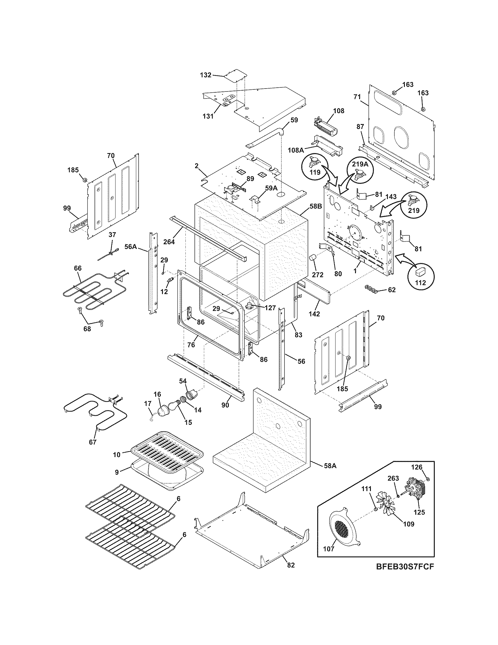 Frigidaire FEB30S7FCF body diagram