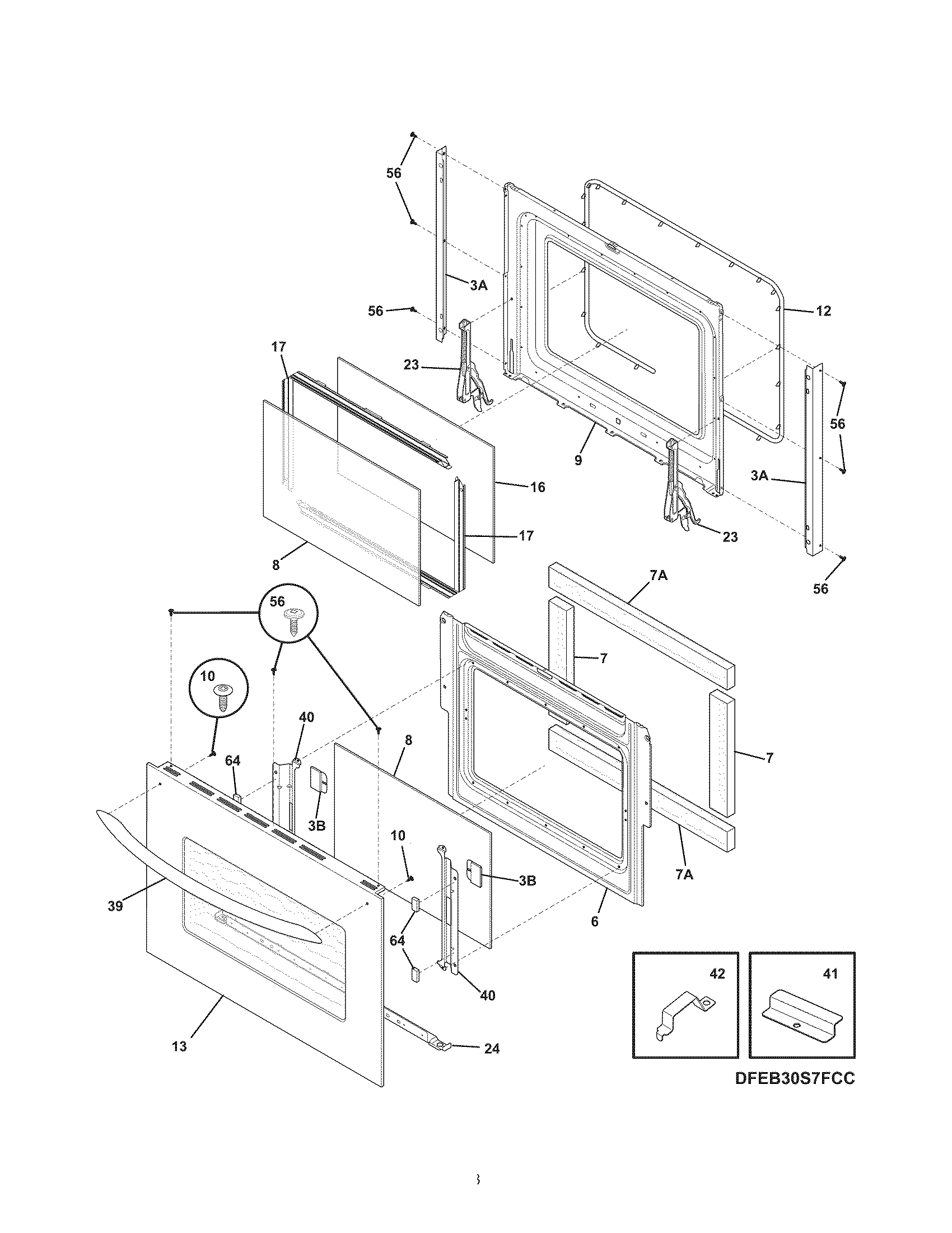 Frigidaire FEB30S7FCF door diagram
