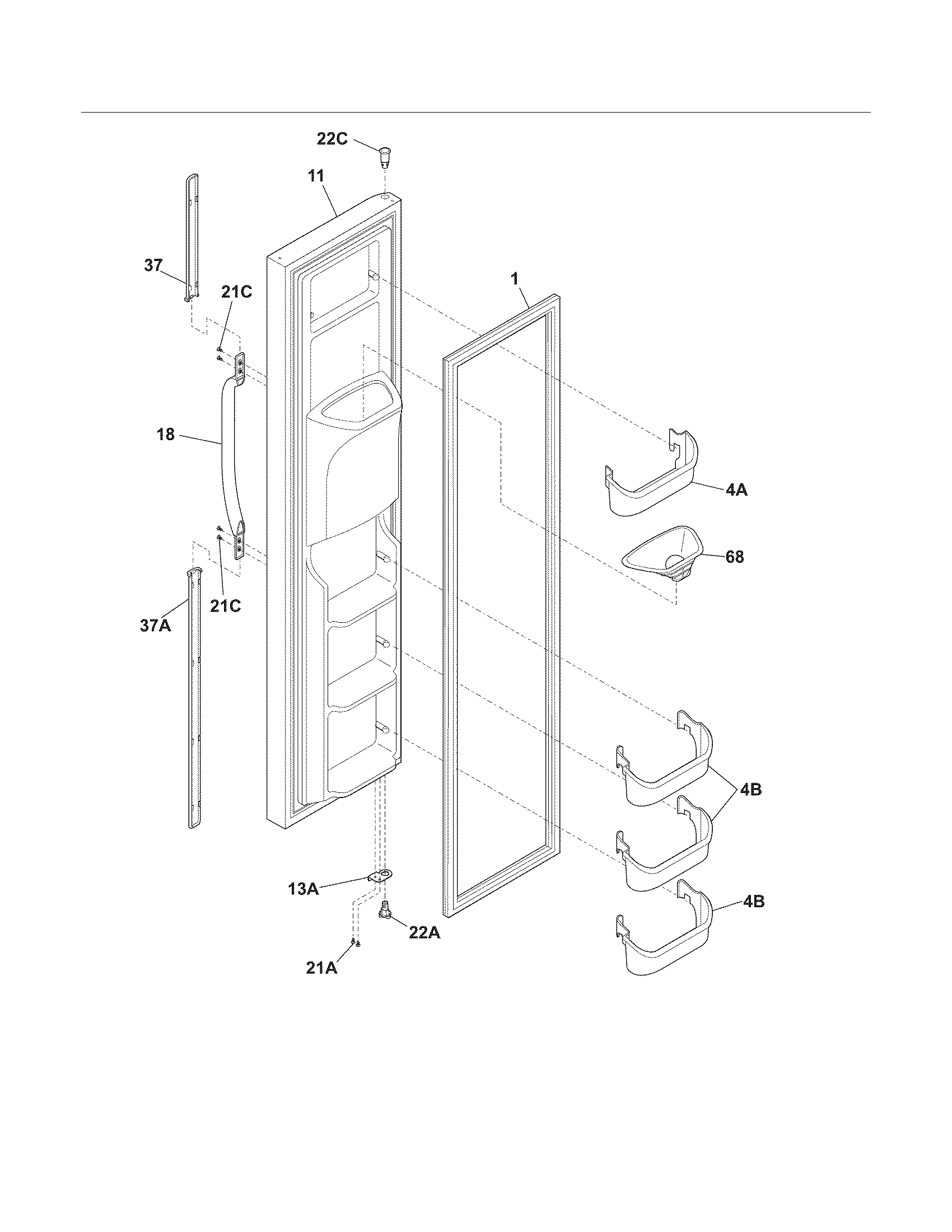 White-Westinghouse WRS26MF5ASZ freezer door diagram