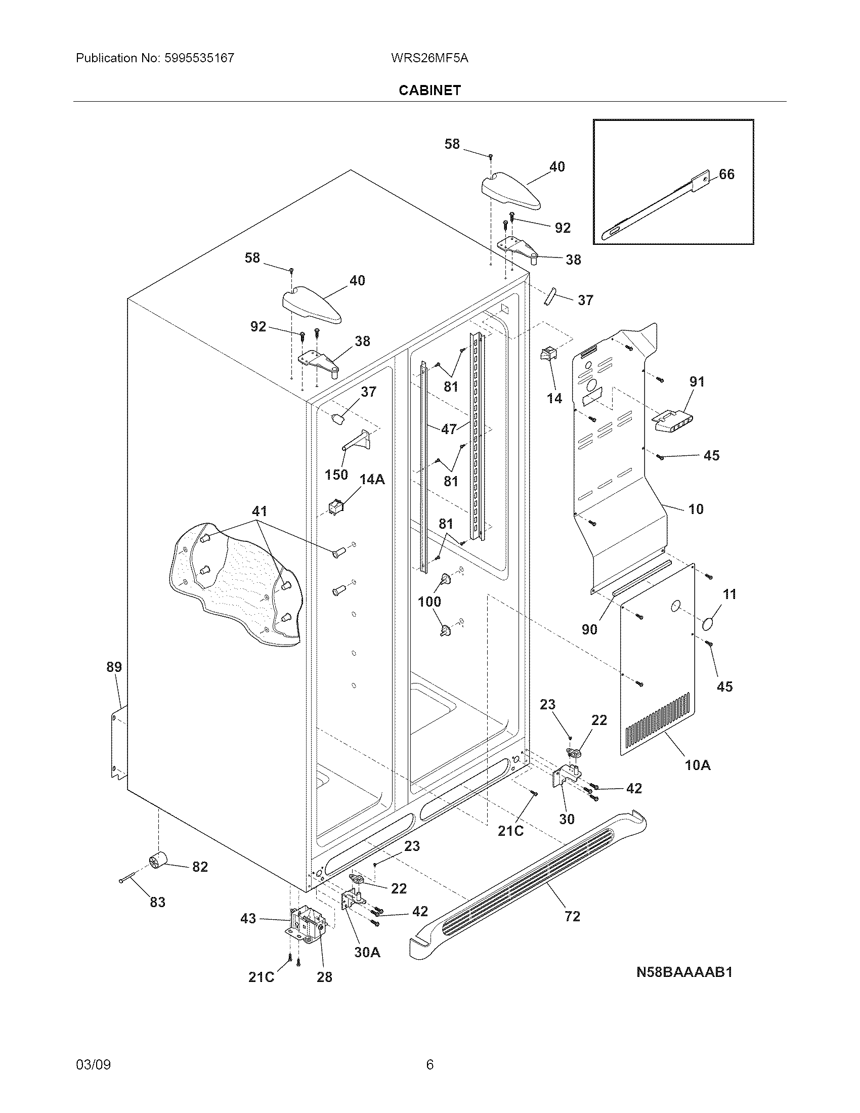 White-Westinghouse WRS26MF5ASZ cabinet diagram