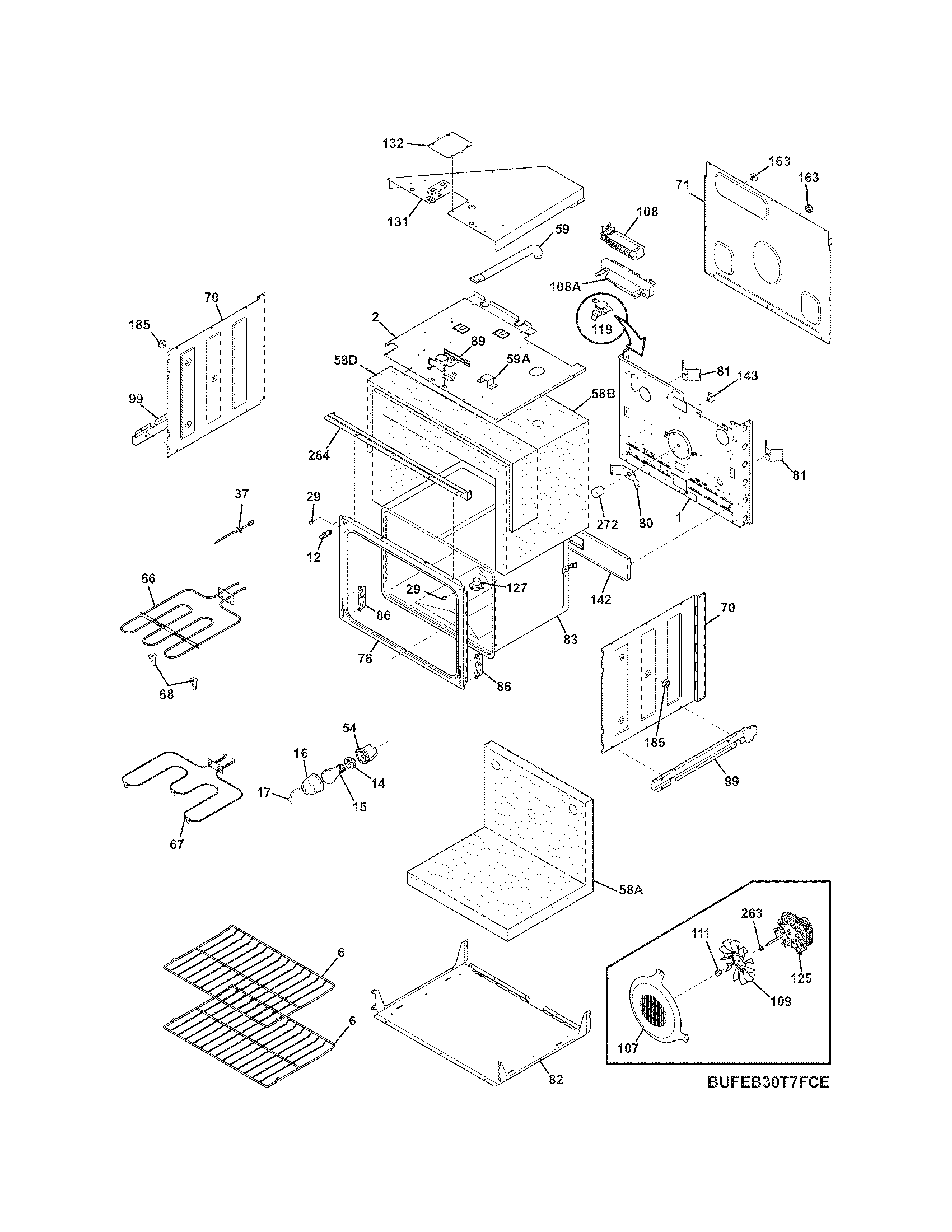 Frigidaire FEB30T7FCE upper oven diagram