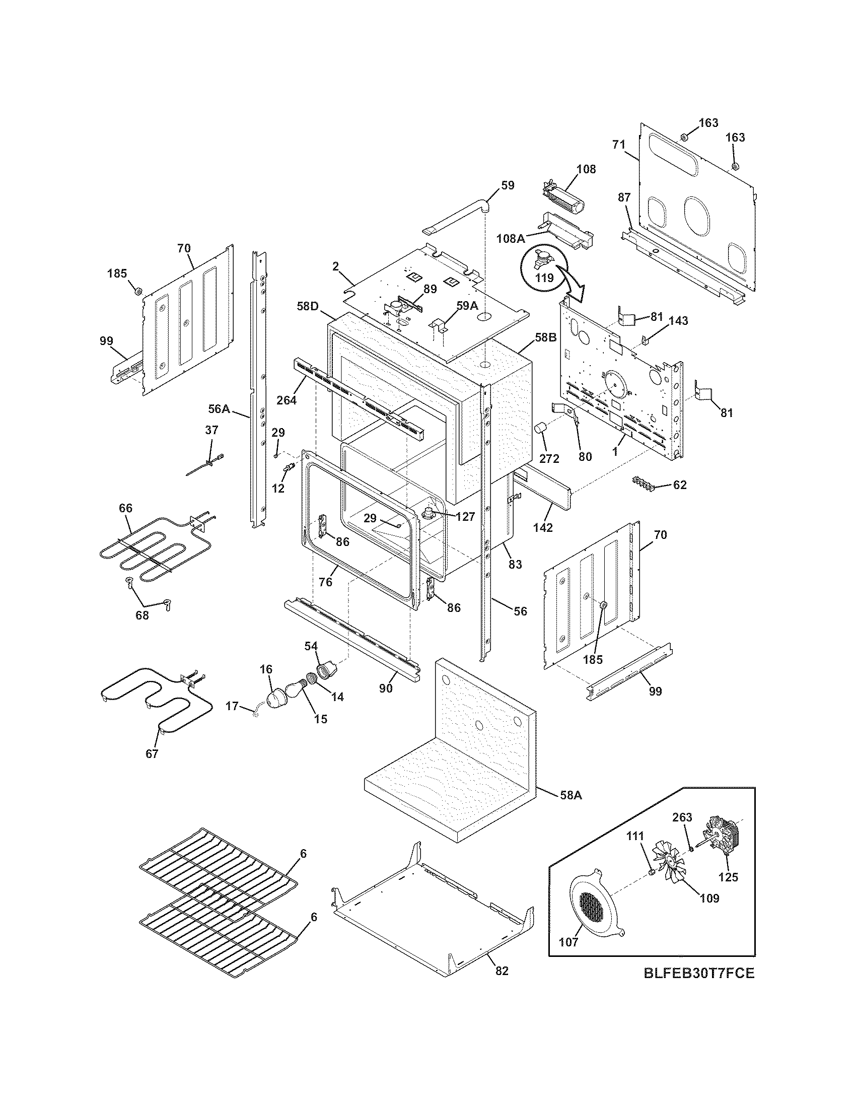 Frigidaire FEB30T7FCE lower oven diagram