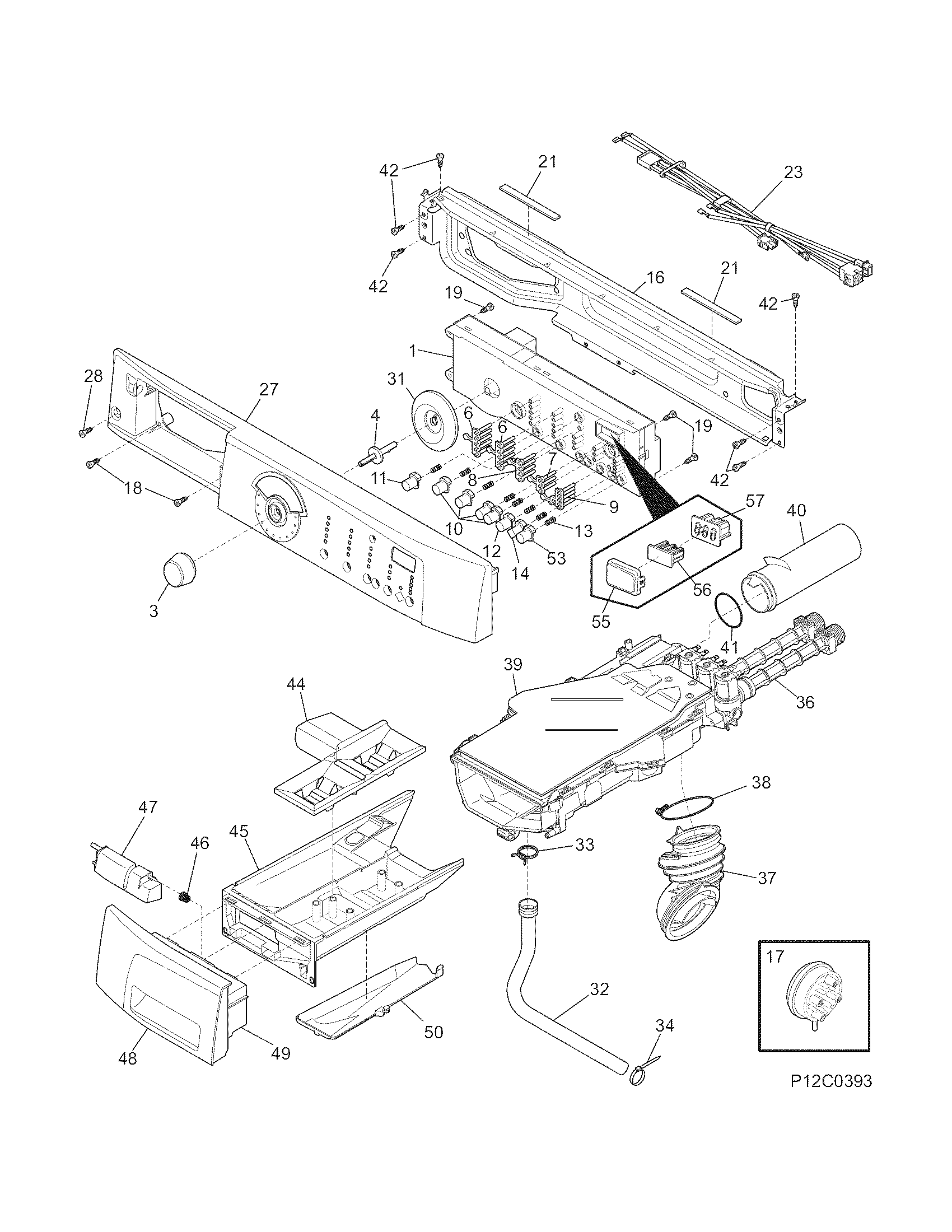 Frigidaire GLTF2940FS2 control panel diagram