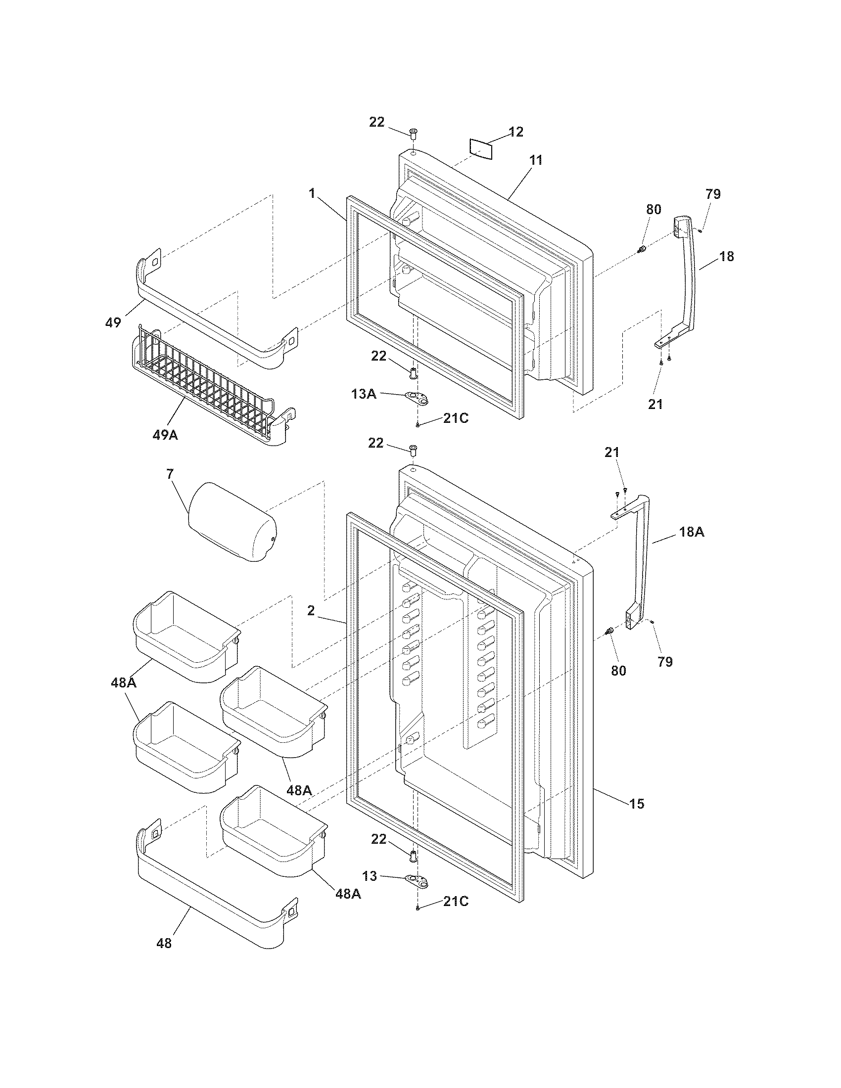 Frigidaire FPHI2187KR0 door diagram