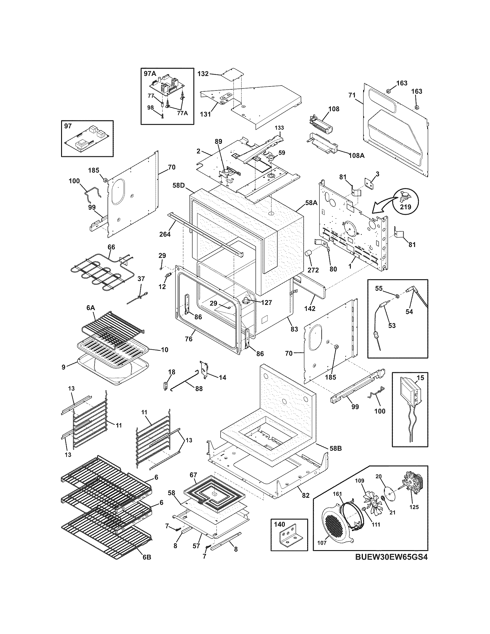 Electrolux EW30EW65GB4 upper oven diagram