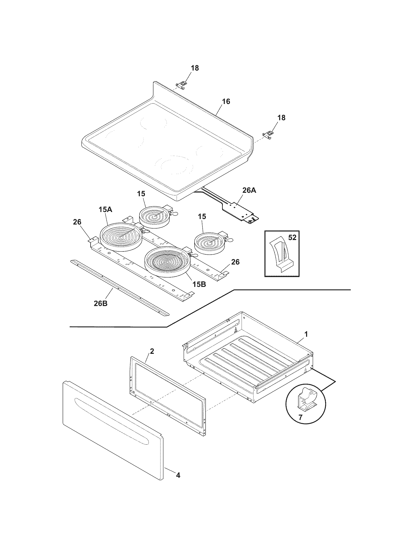 Kenmore 79094339701 top/drawer diagram