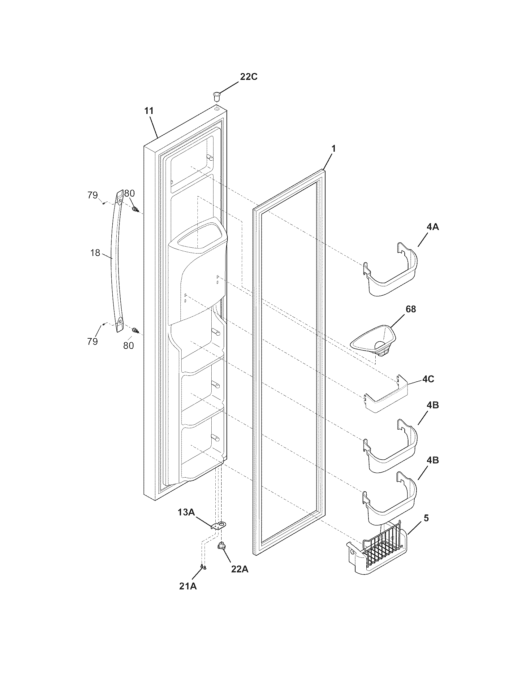 Frigidaire FGHS2679KE0 freezer door diagram
