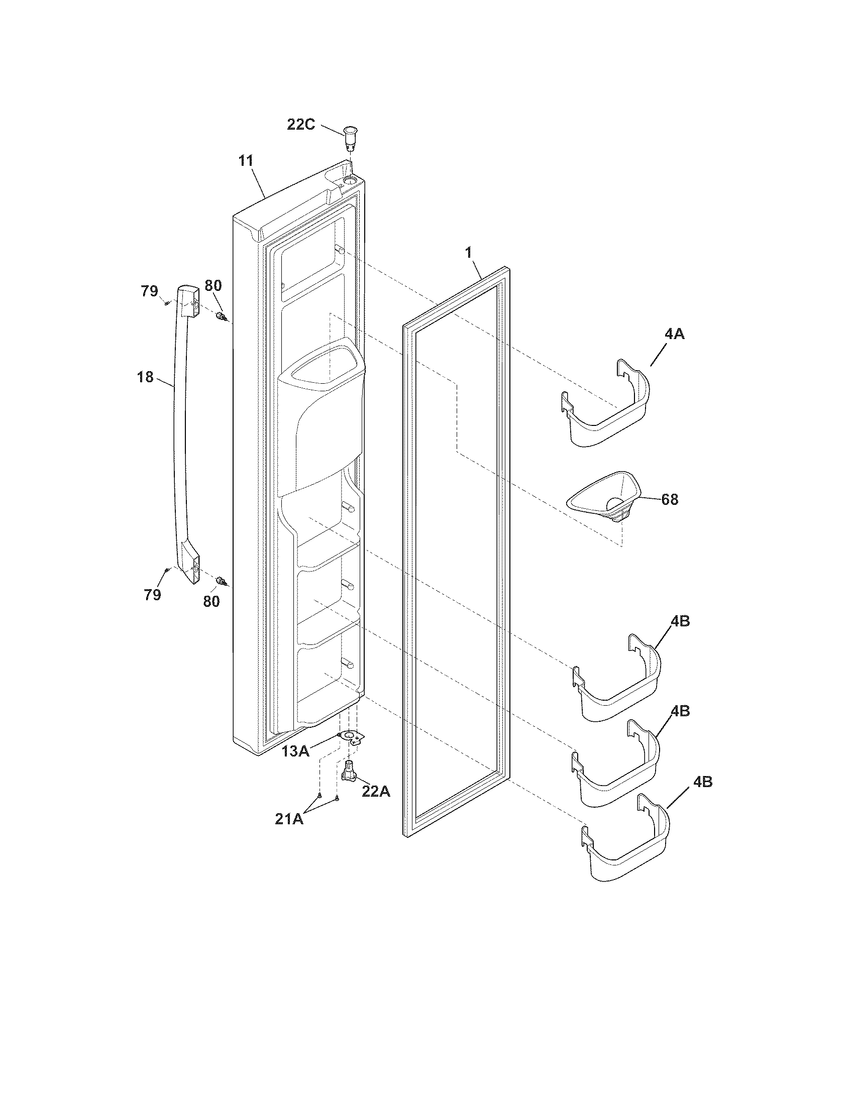 Frigidaire FPHS2687KF0 freezer door diagram