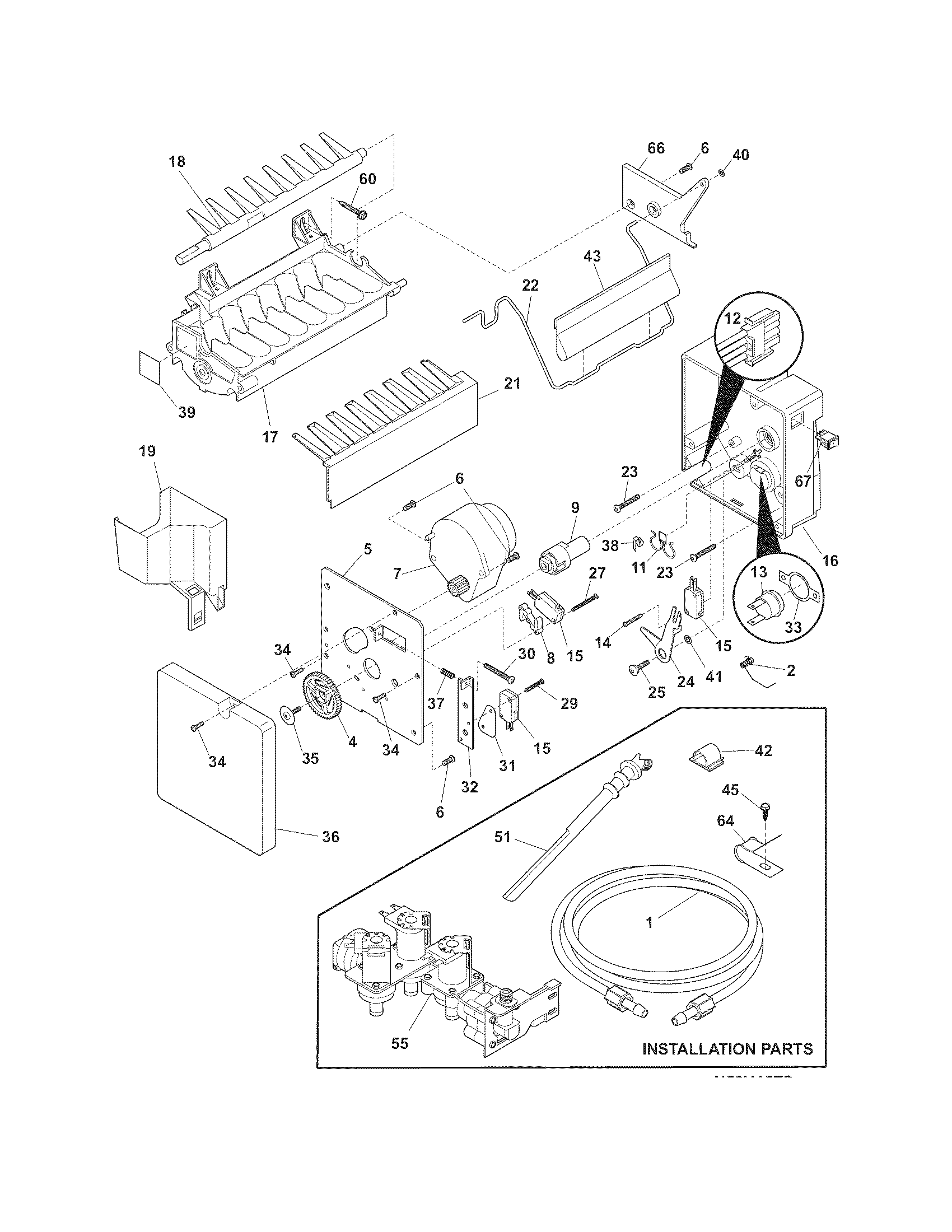 Frigidaire FPHS2687KF0 ice maker diagram