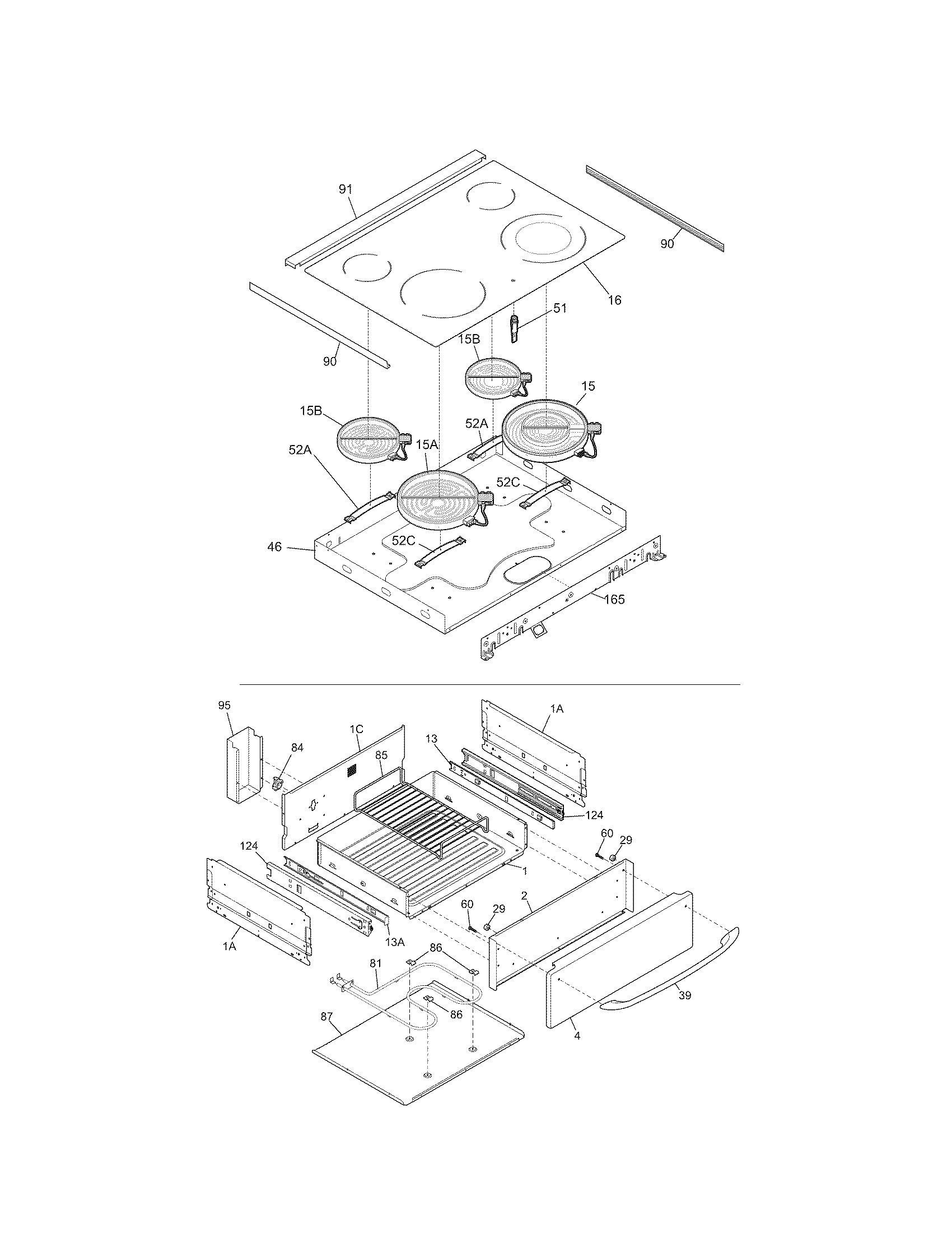 Kenmore 79046692701 top/drawer diagram