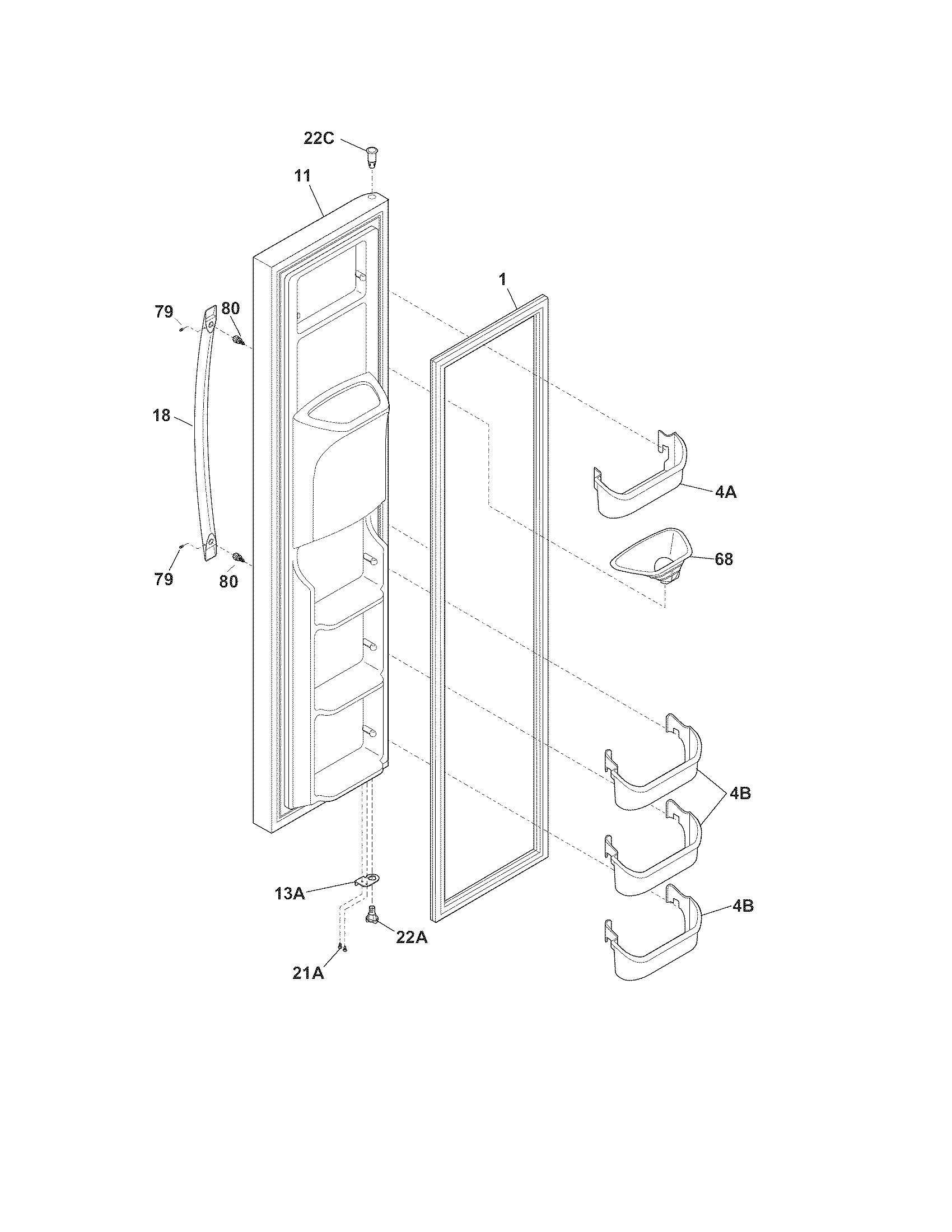 Frigidaire LGHS2665KF0 freezer door diagram