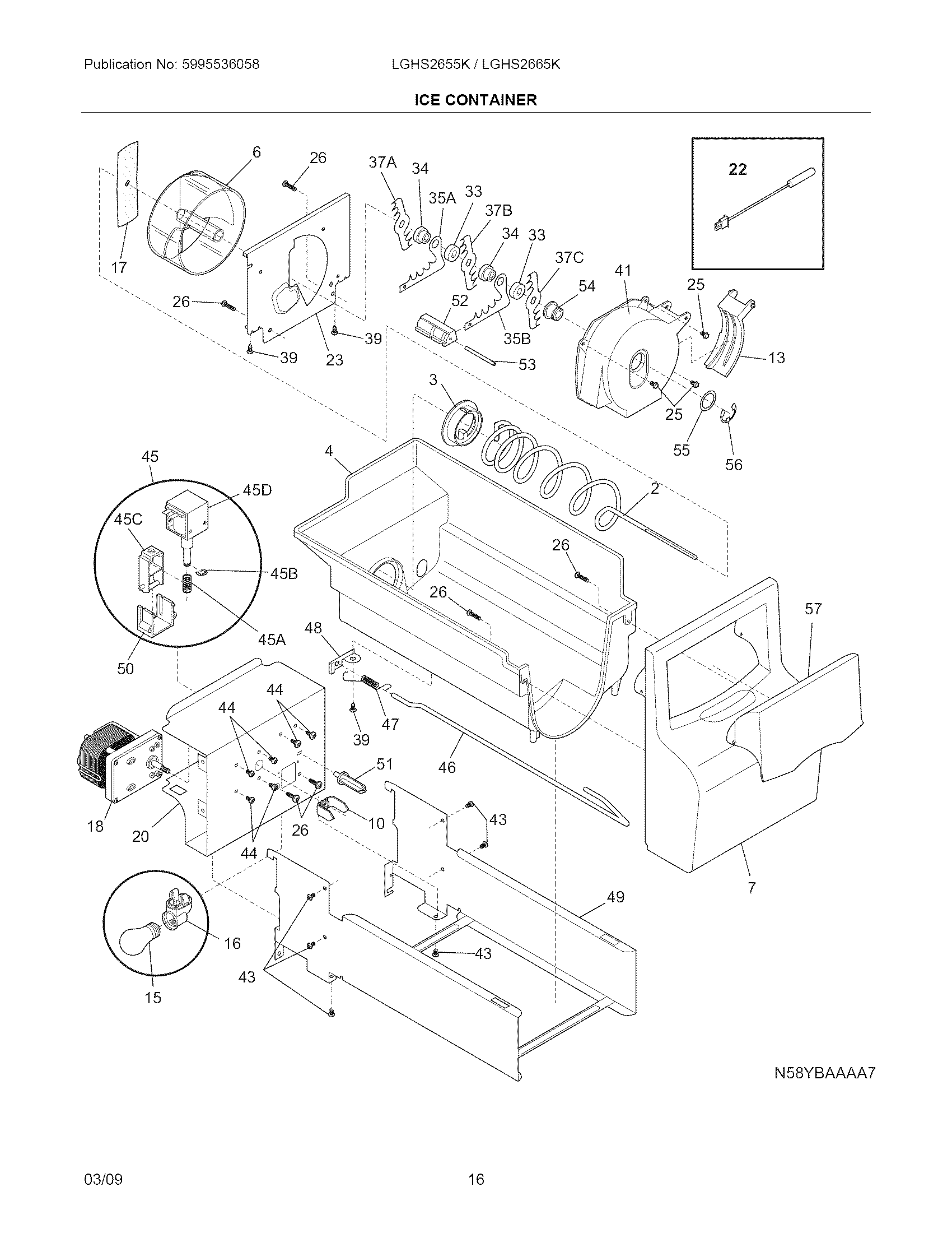 Frigidaire LGHS2665KF0 ice container diagram