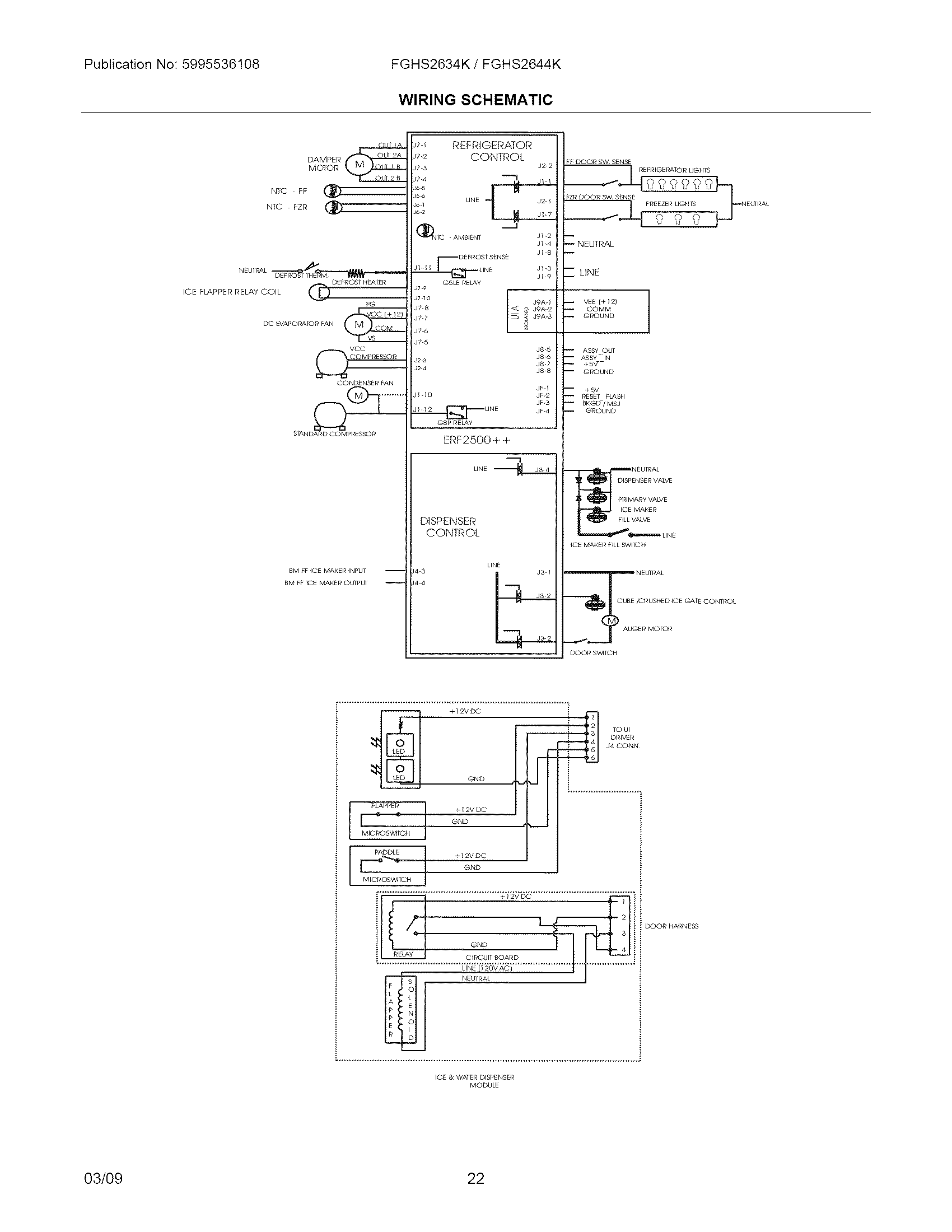 Frigidaire FGHS2634KW0 wiring schematic diagram