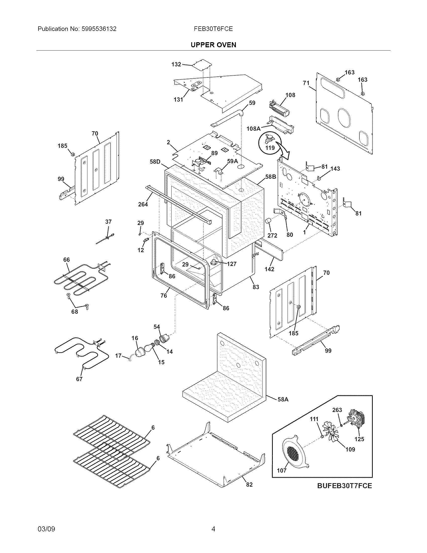 Frigidaire FEB30T6FCE upper oven diagram