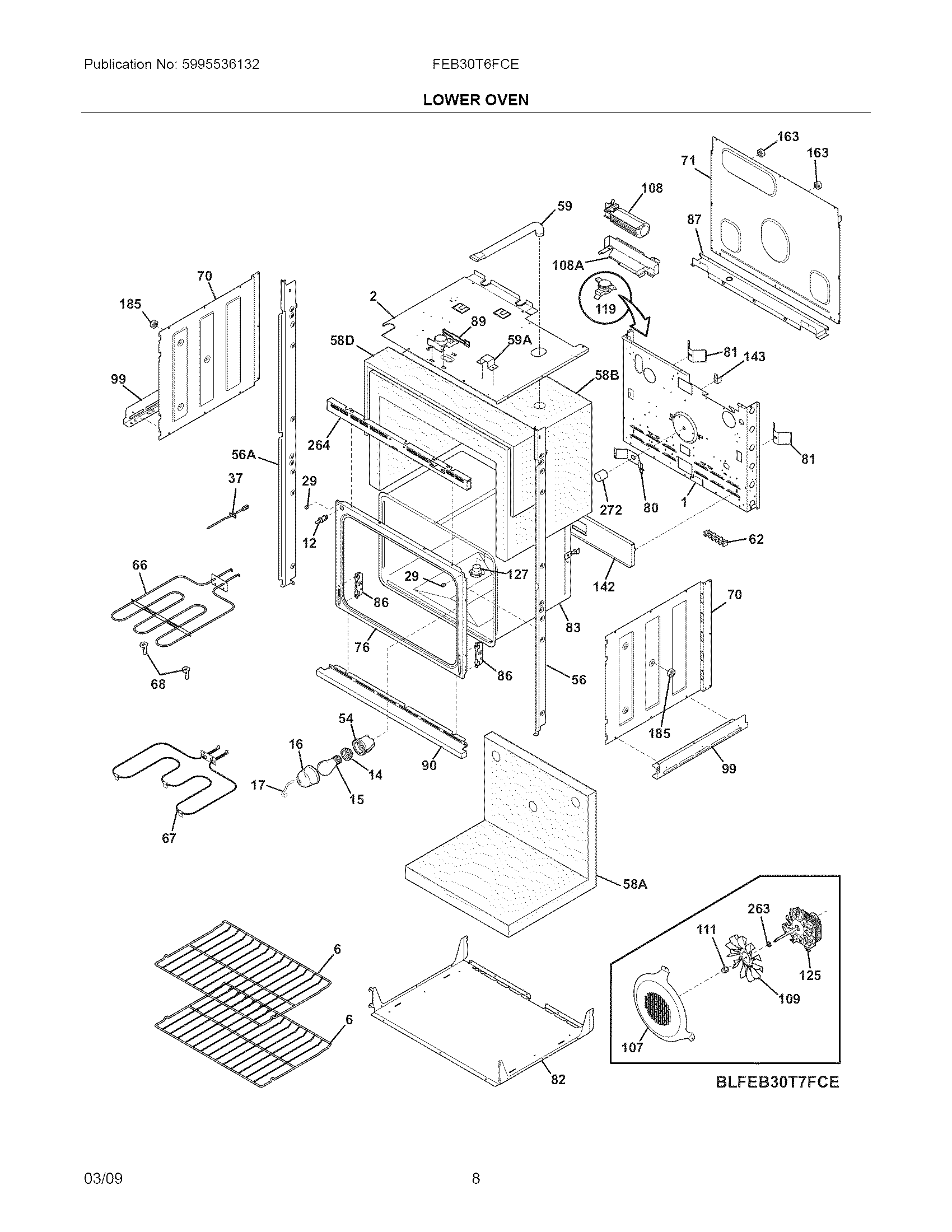 Frigidaire FEB30T6FCE lower oven diagram