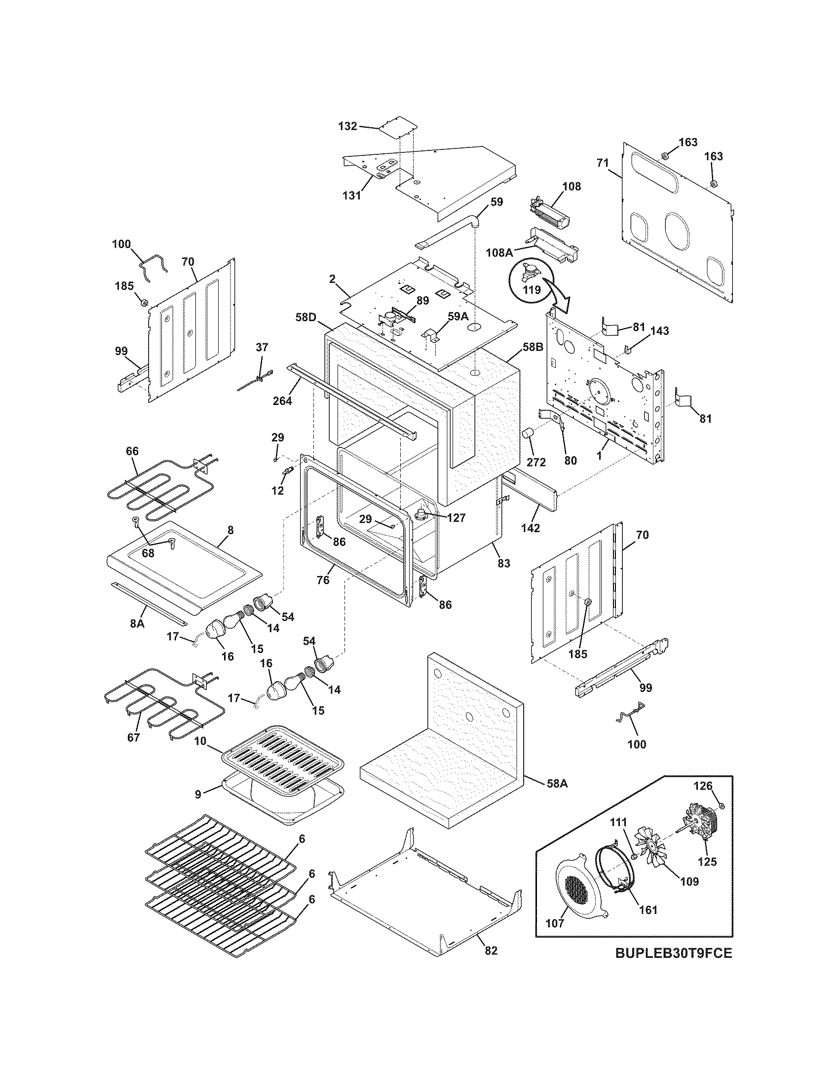 Frigidaire GLEB30T9FBC upper oven diagram