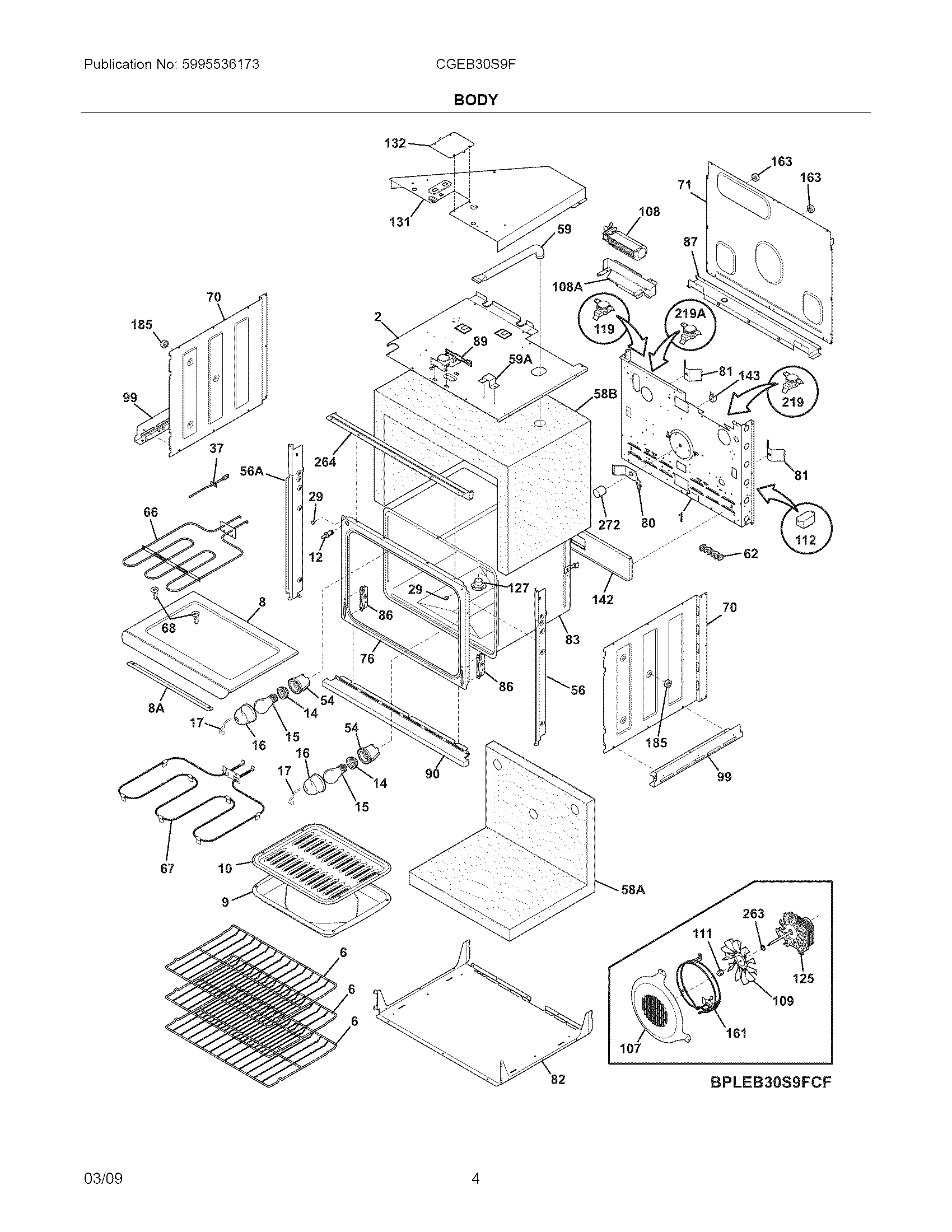 Frigidaire CGEB30S9FS4 body diagram
