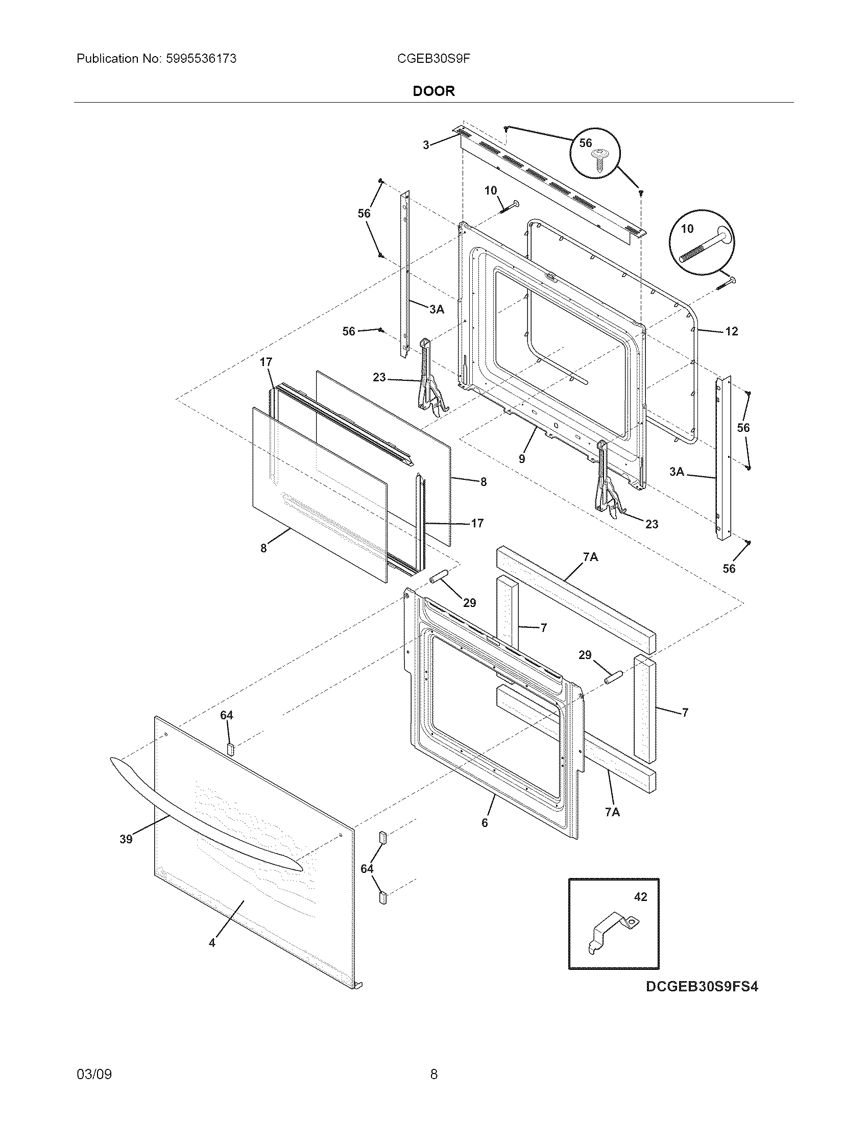Frigidaire CGEB30S9FS4 door diagram