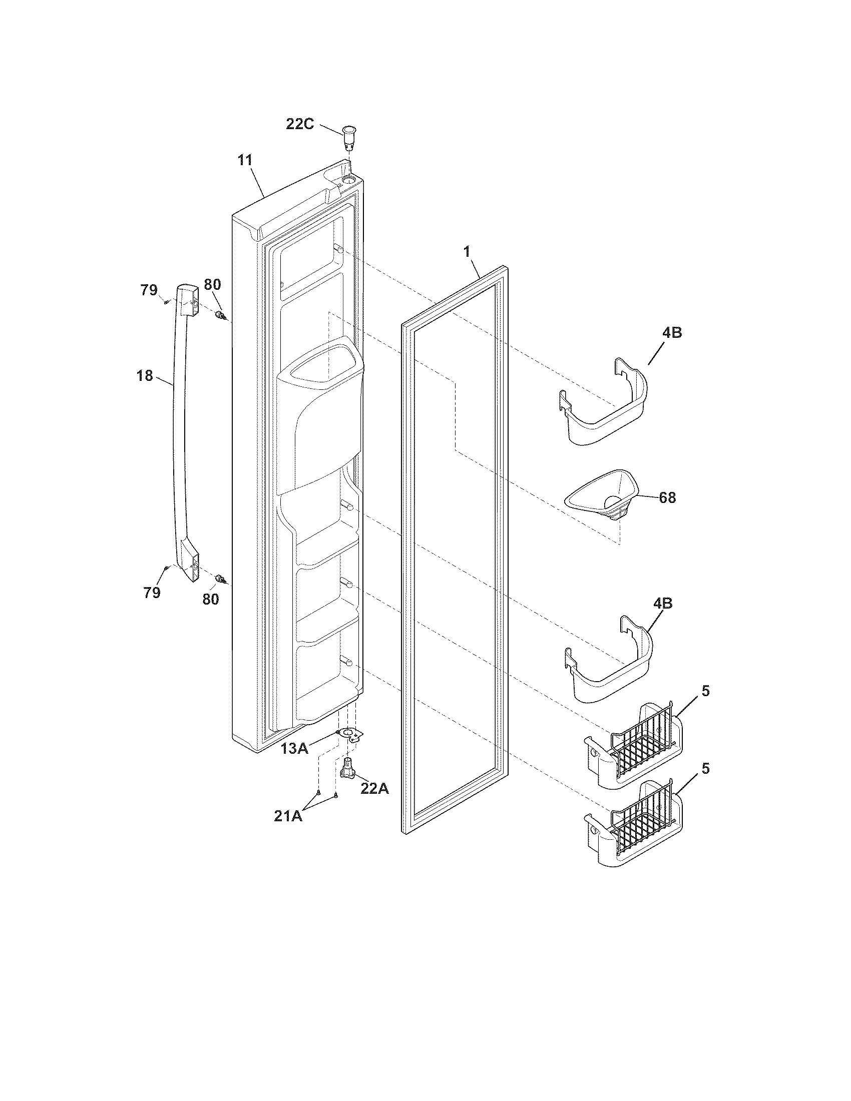 Frigidaire FPHC2399KF0 freezer door diagram