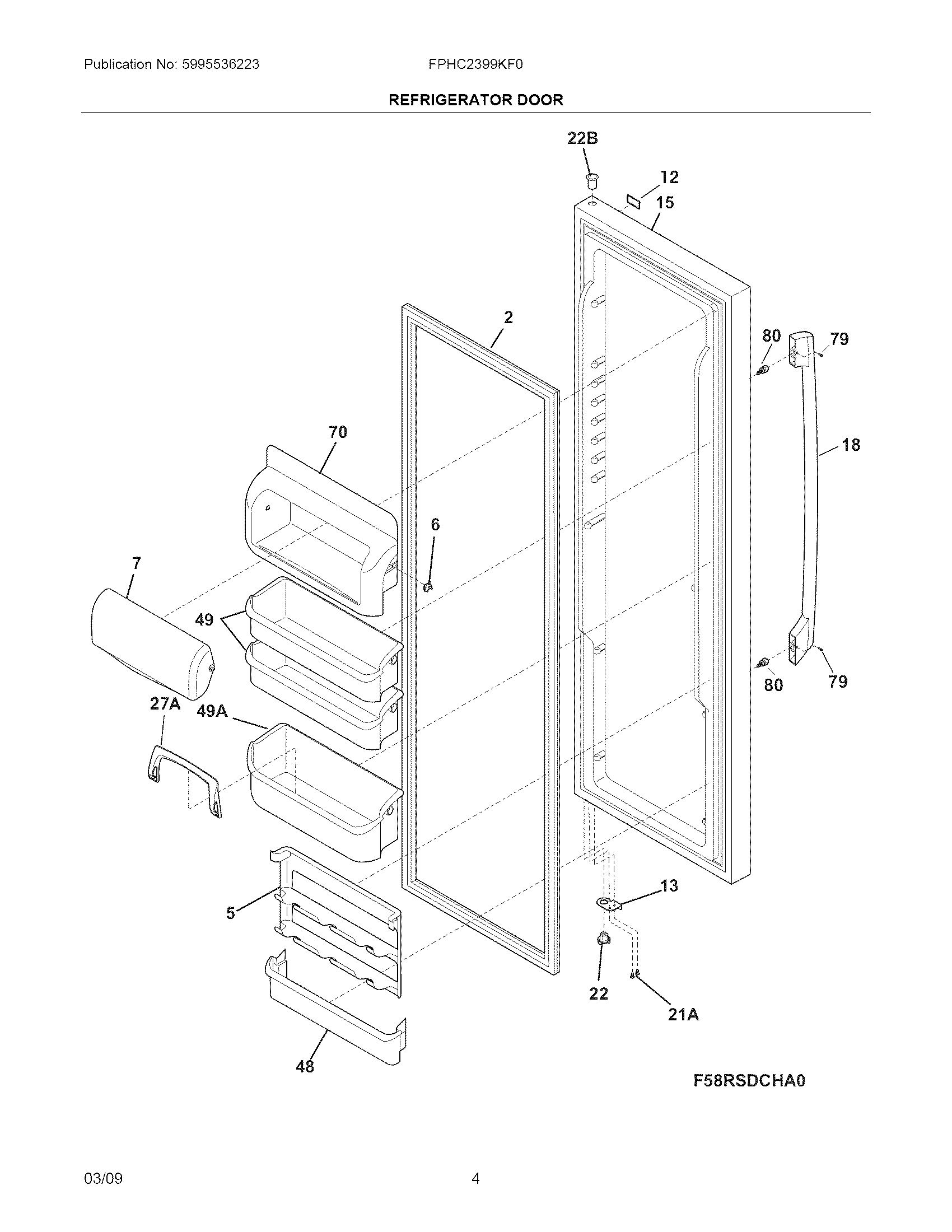 Frigidaire FPHC2399KF0 refrigerator door diagram