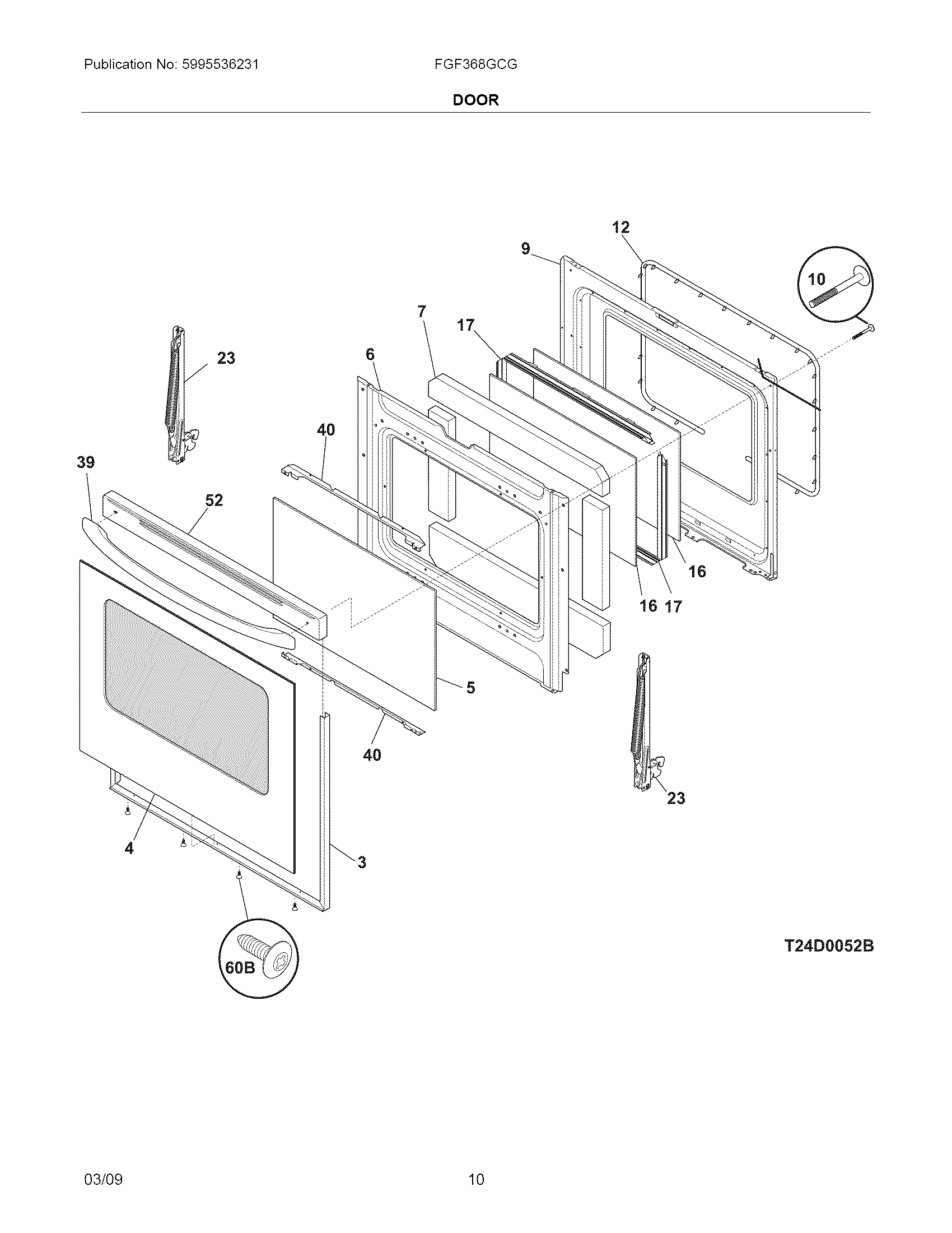 Frigidaire FGF368GCG door diagram